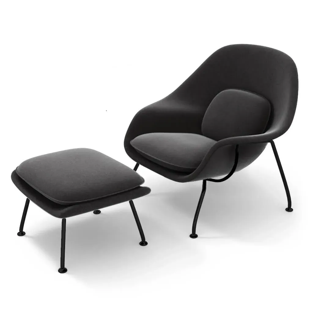 Womb Chair & Ottoman - Charcoal Grey, Boucle Wool product