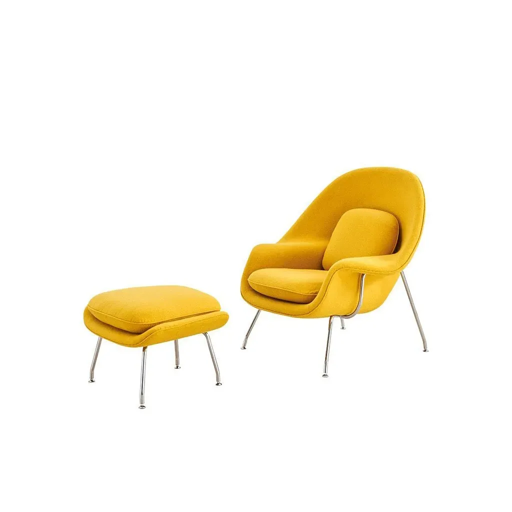 Womb Chair & Ottoman Chrome Legs - Caramel, Vintage Leather product
