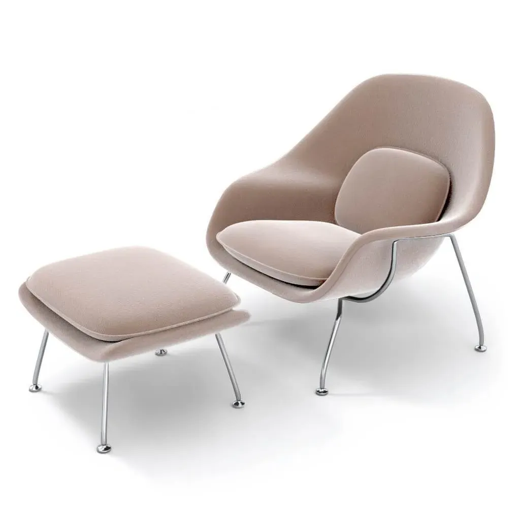 Womb Chair & Ottoman - Chrome Legs, Cashmere product