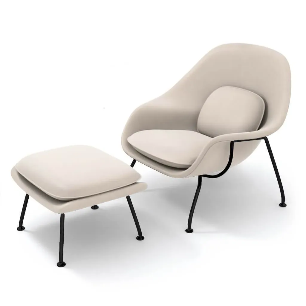 Womb Chair & Ottoman - Cream, Aniline Leather product