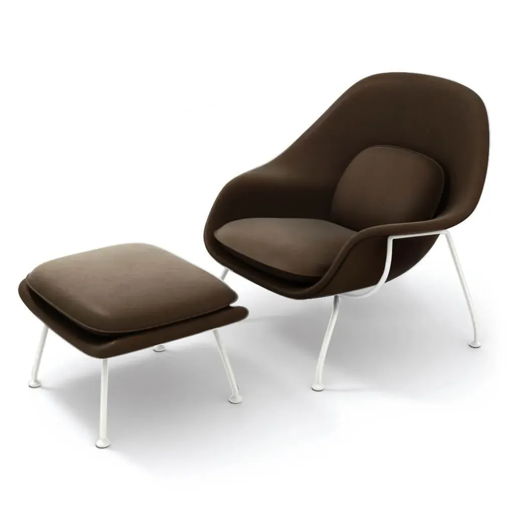 Womb Chair & Ottoman - Dark Brown, Aniline Leather product