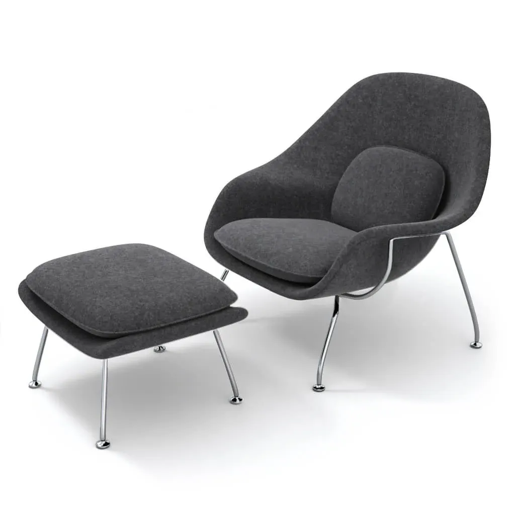Womb Chair & Ottoman - Dark Grey, Cashmere product