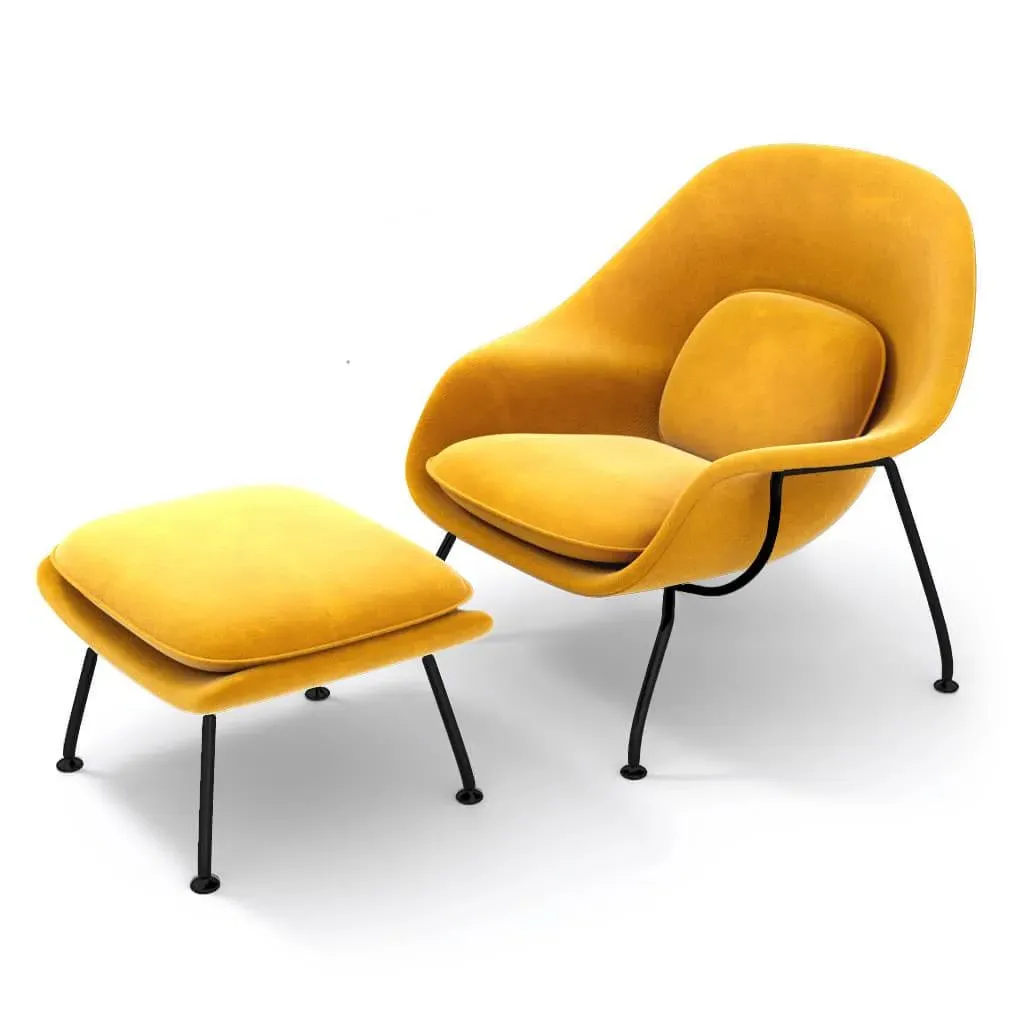 Womb Chair & Ottoman - Mustard Yellow, Chenille product