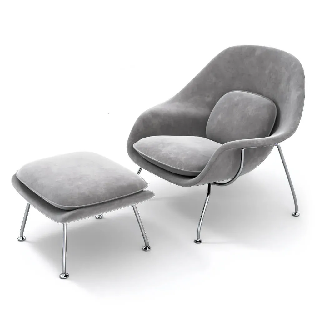 Womb Chair & Ottoman - Pewter Grey, Chenille product
