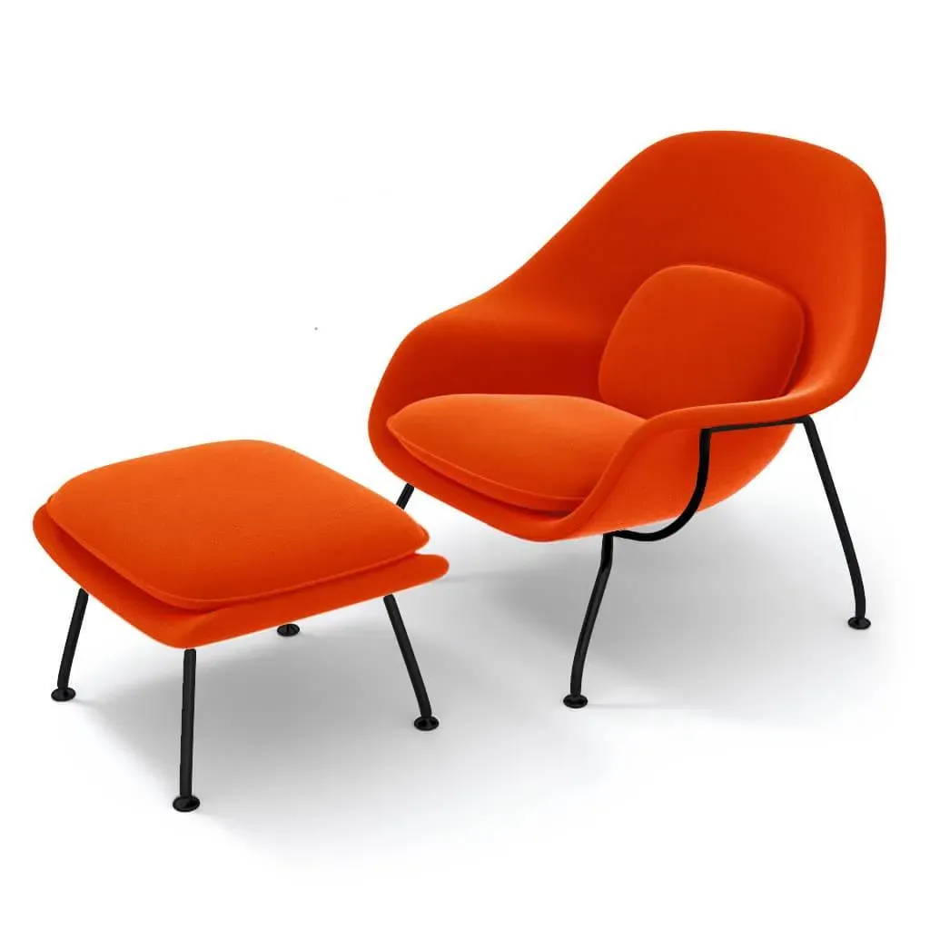 Womb Chair & Ottoman - Spanish Orange, Cashmere, Black Steel Legs product