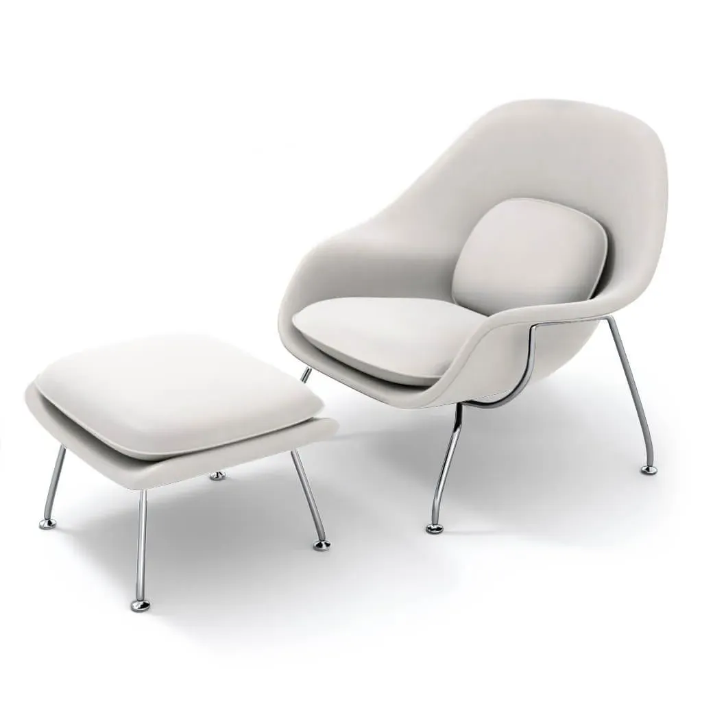 Womb Chair & Ottoman - White, Aniline Leather product