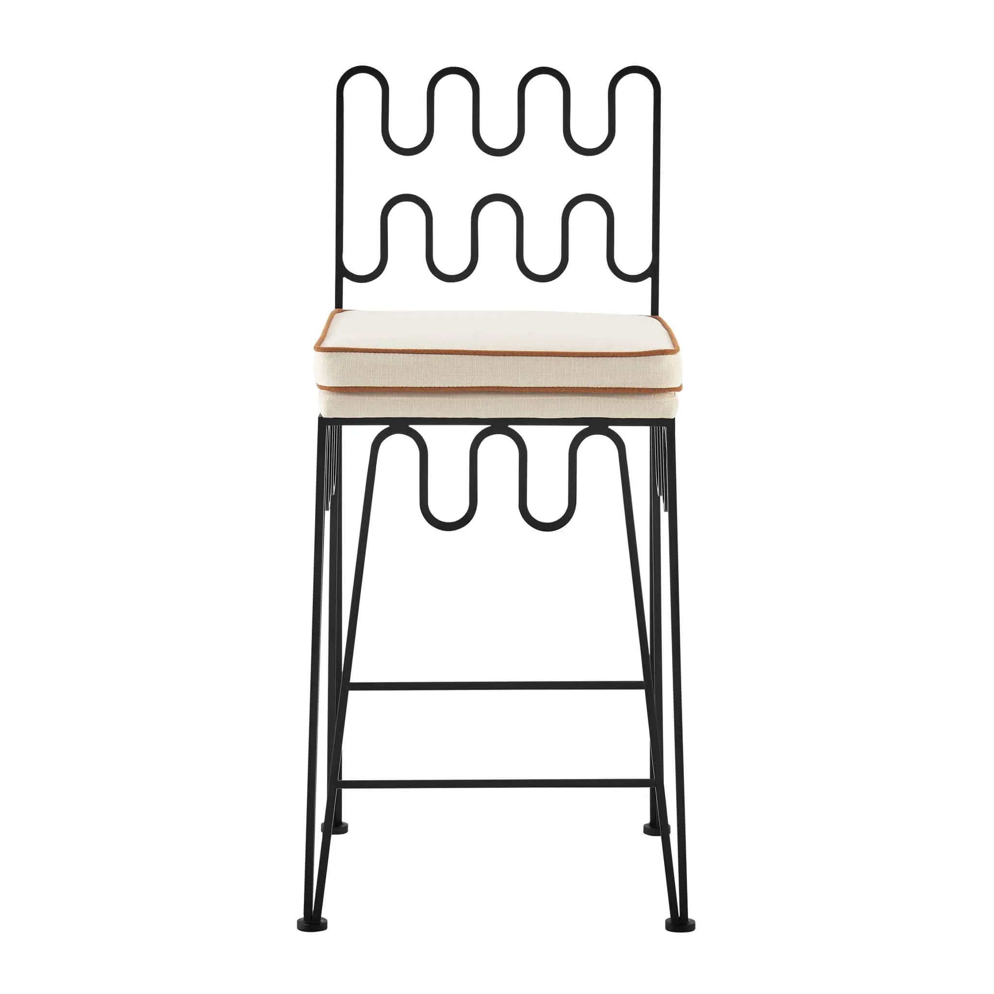 EM Wabi-Sabi Wave Metal Counter Stool with Cushion - Black product
