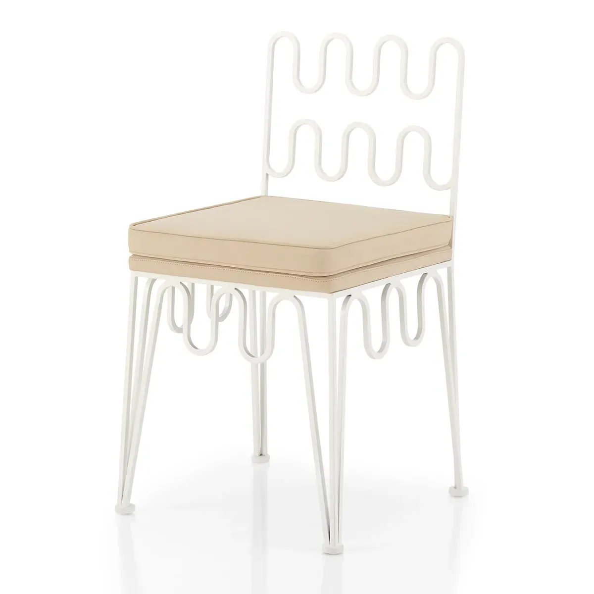 EM Wabi-Sabi Wave Sculptural Metal Chair with Cushion - White product