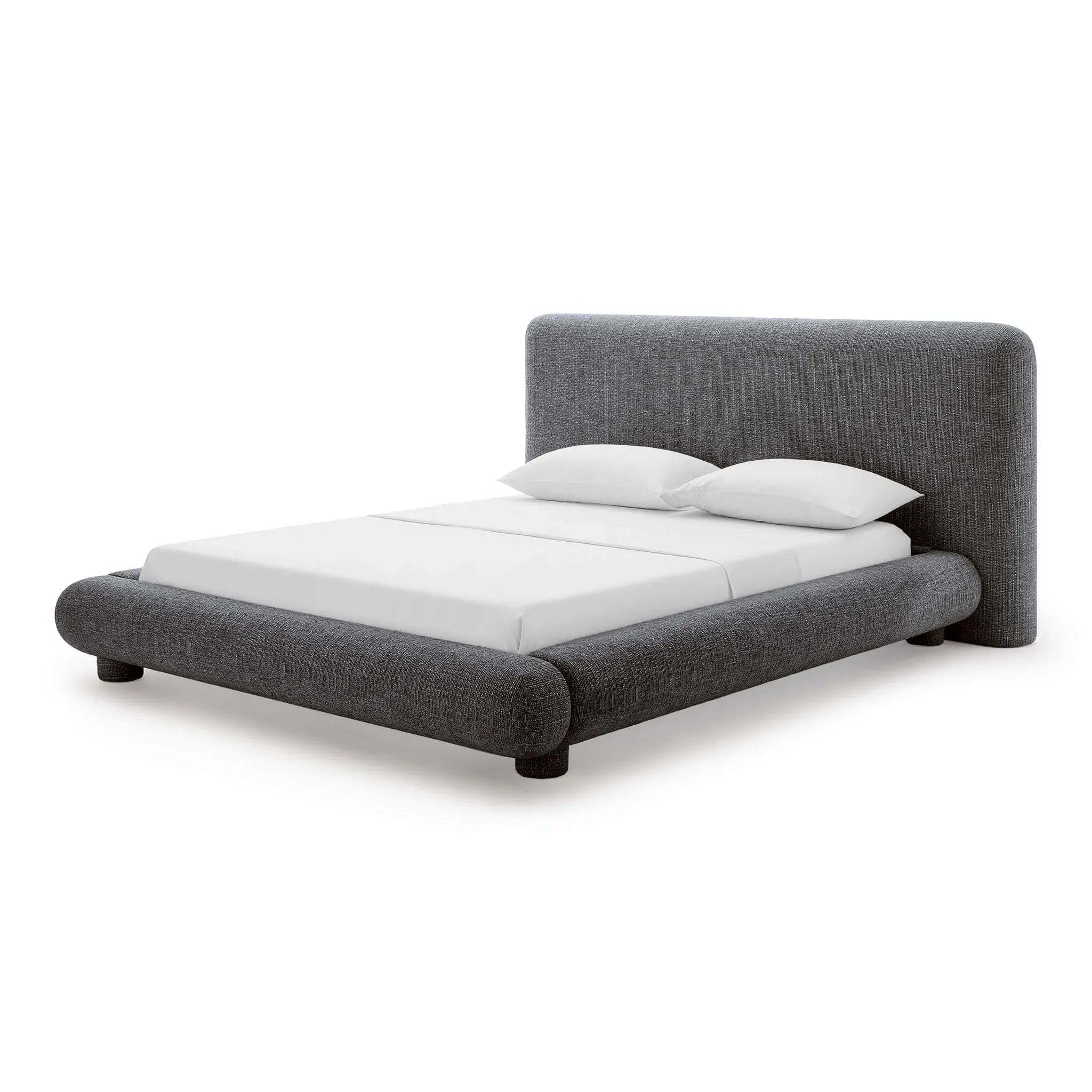 Adonis Queen Size Low Profile Platform Bed - Grey, Woven Fabric product