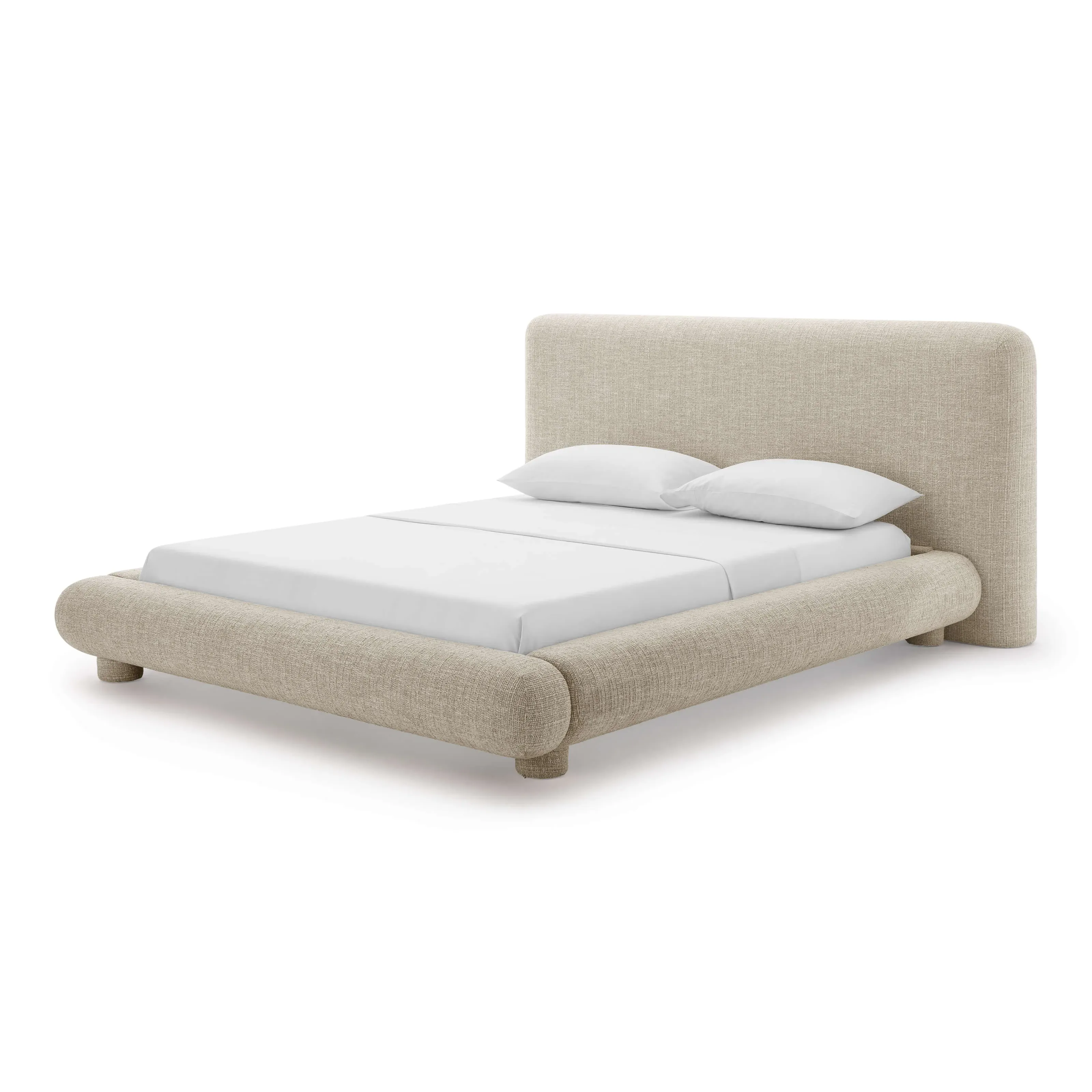 Adonis Queen Size Platform Bed - Clay Beige, Woven Fabric product