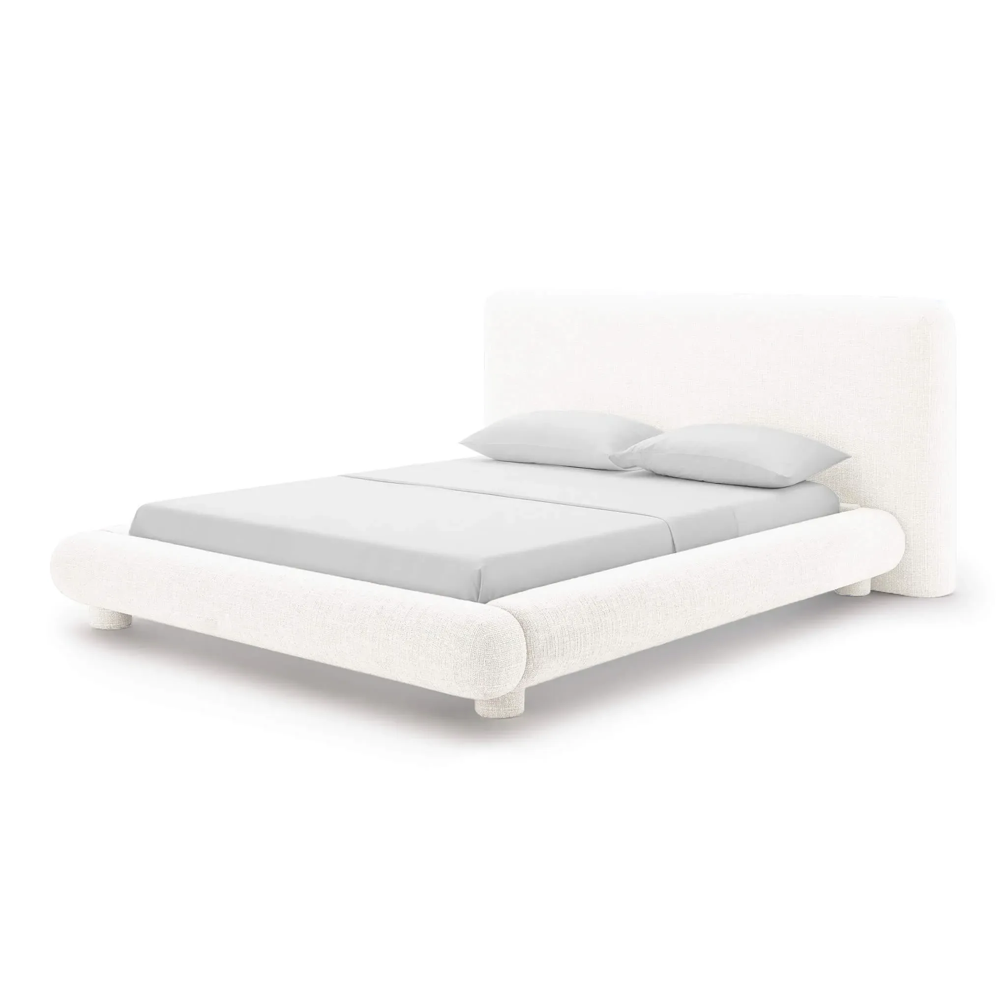 Adonis Queen Size Platform Bed - Snow White, Woven Fabric product