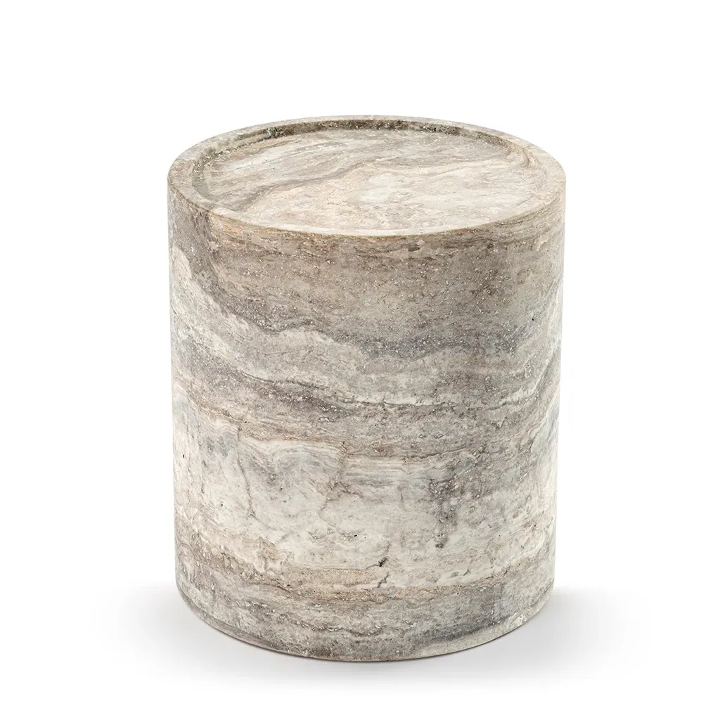 Alo Cylinder Drum Side Table - Silver Travertine product