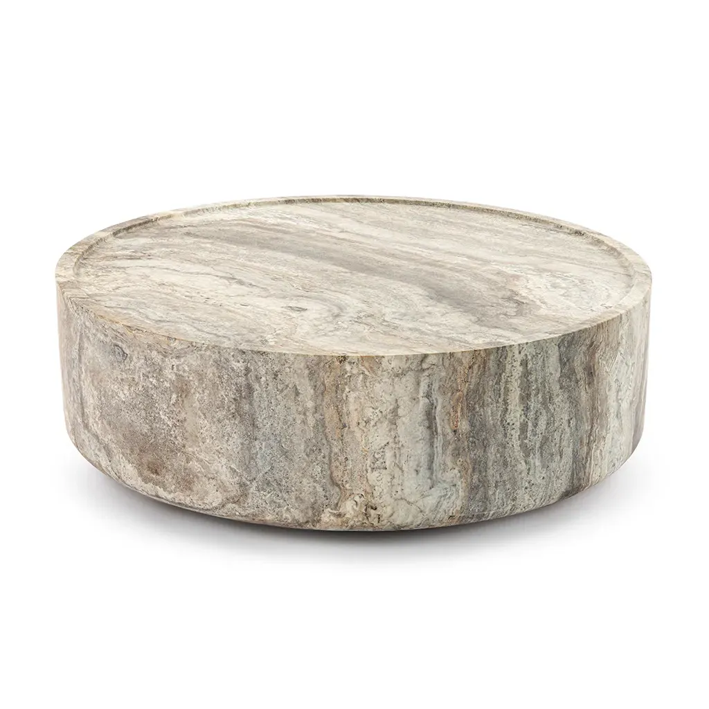 Alo Cylinder Travertine Coffee Table - Silver Travertine product
