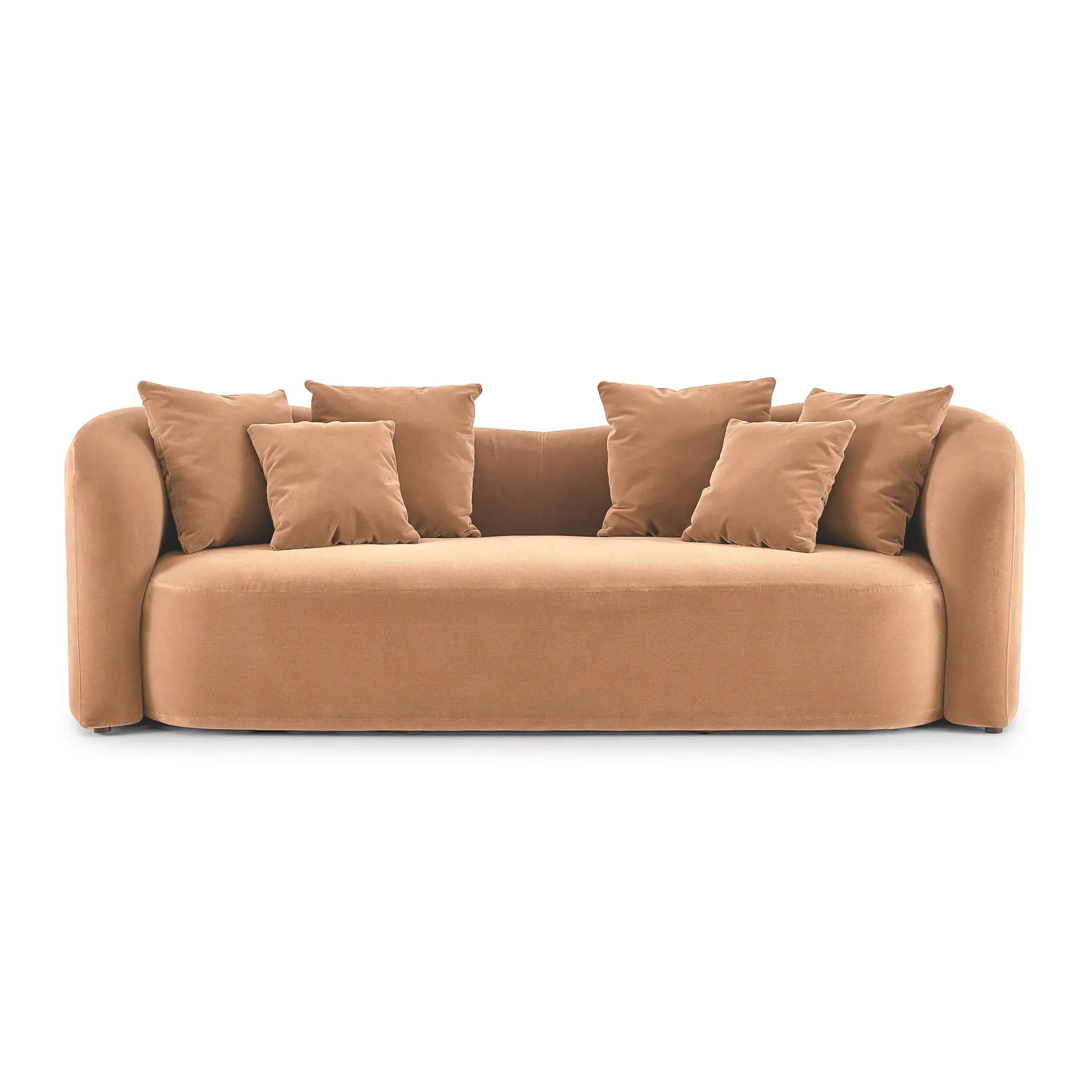 Aria Curved Back Block Sofa - Blush Beige, Faux Mohair Velvet product