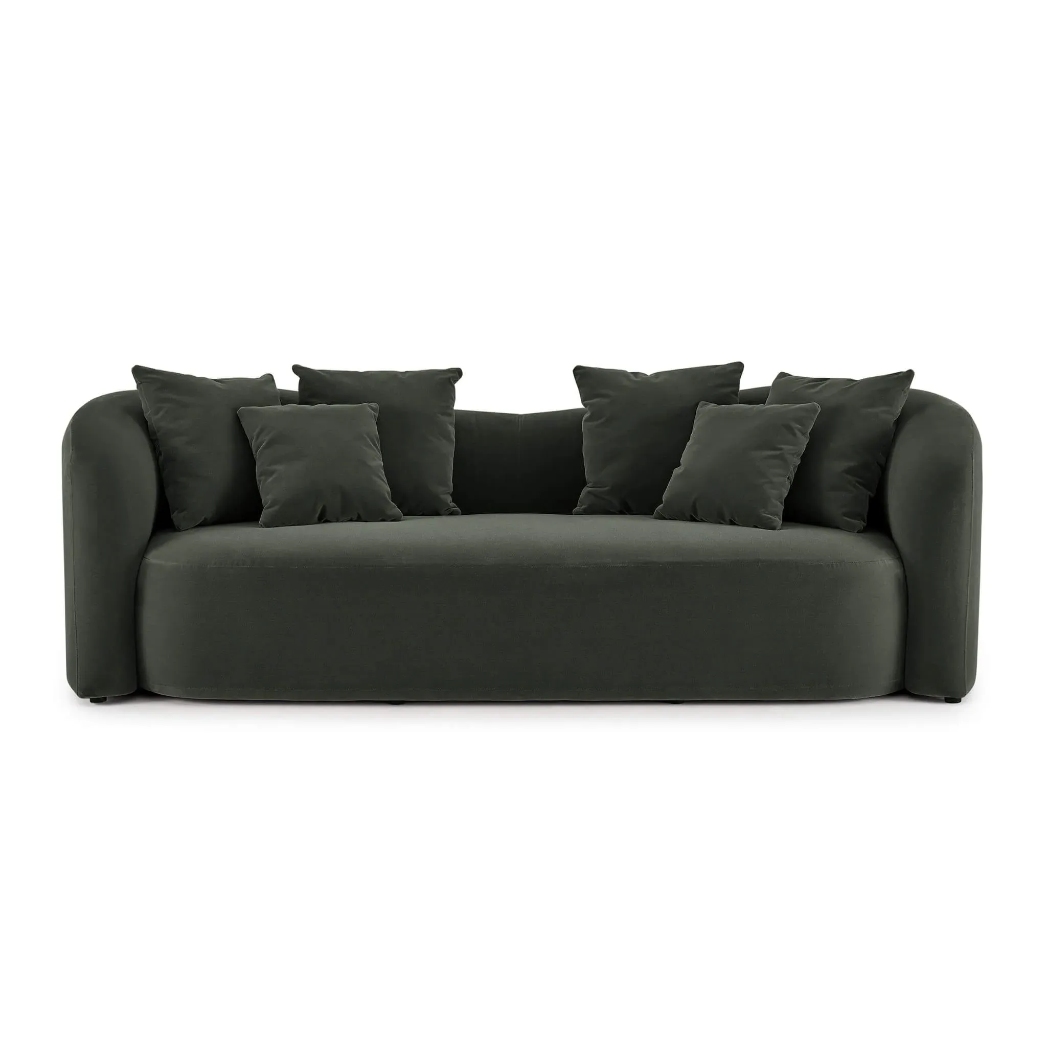 Aria Curved Back Block Sofa - Forest Green, Faux Mohair Velvet product