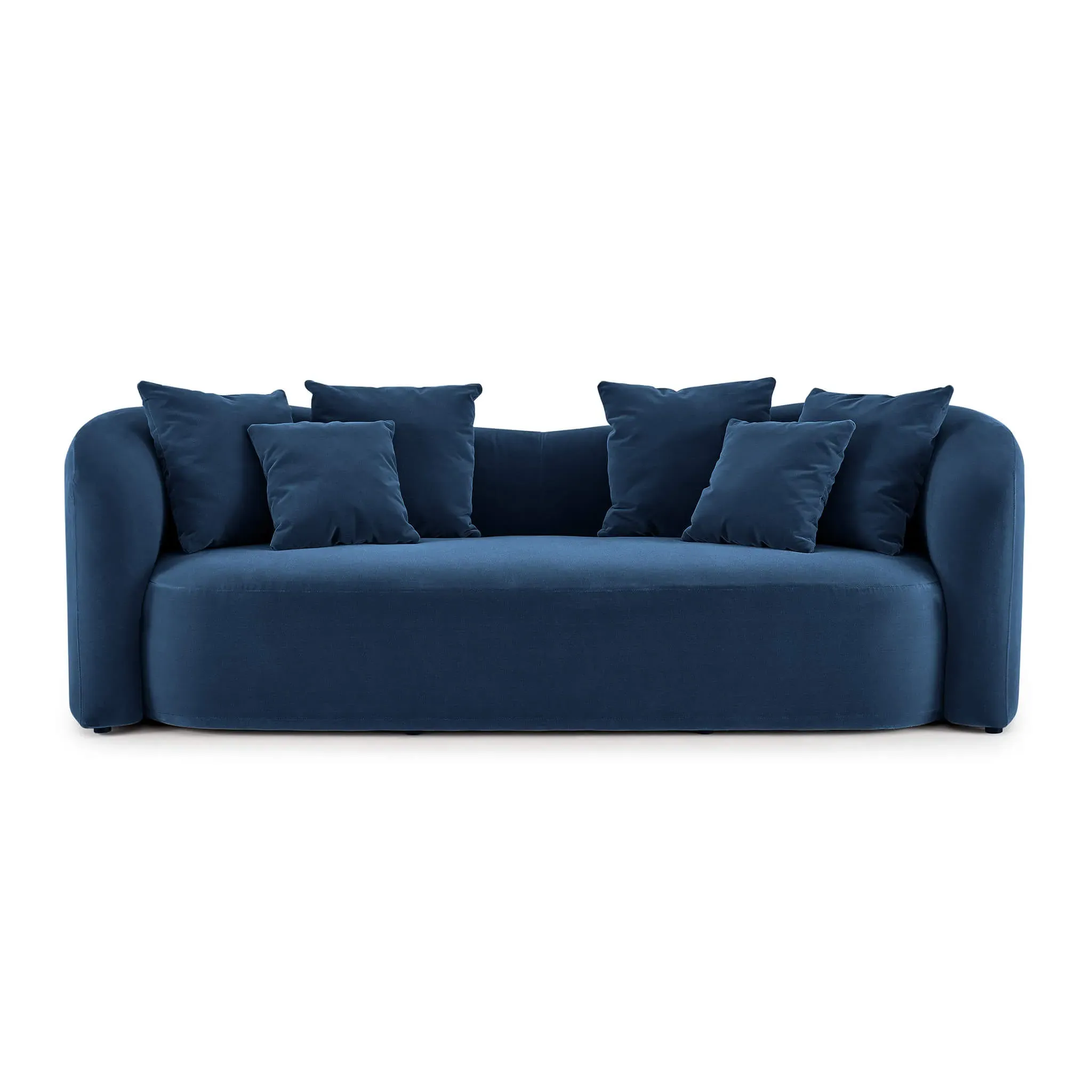 Aria Curved Back Block Sofa - Space Blue, Faux Mohair Velvet product