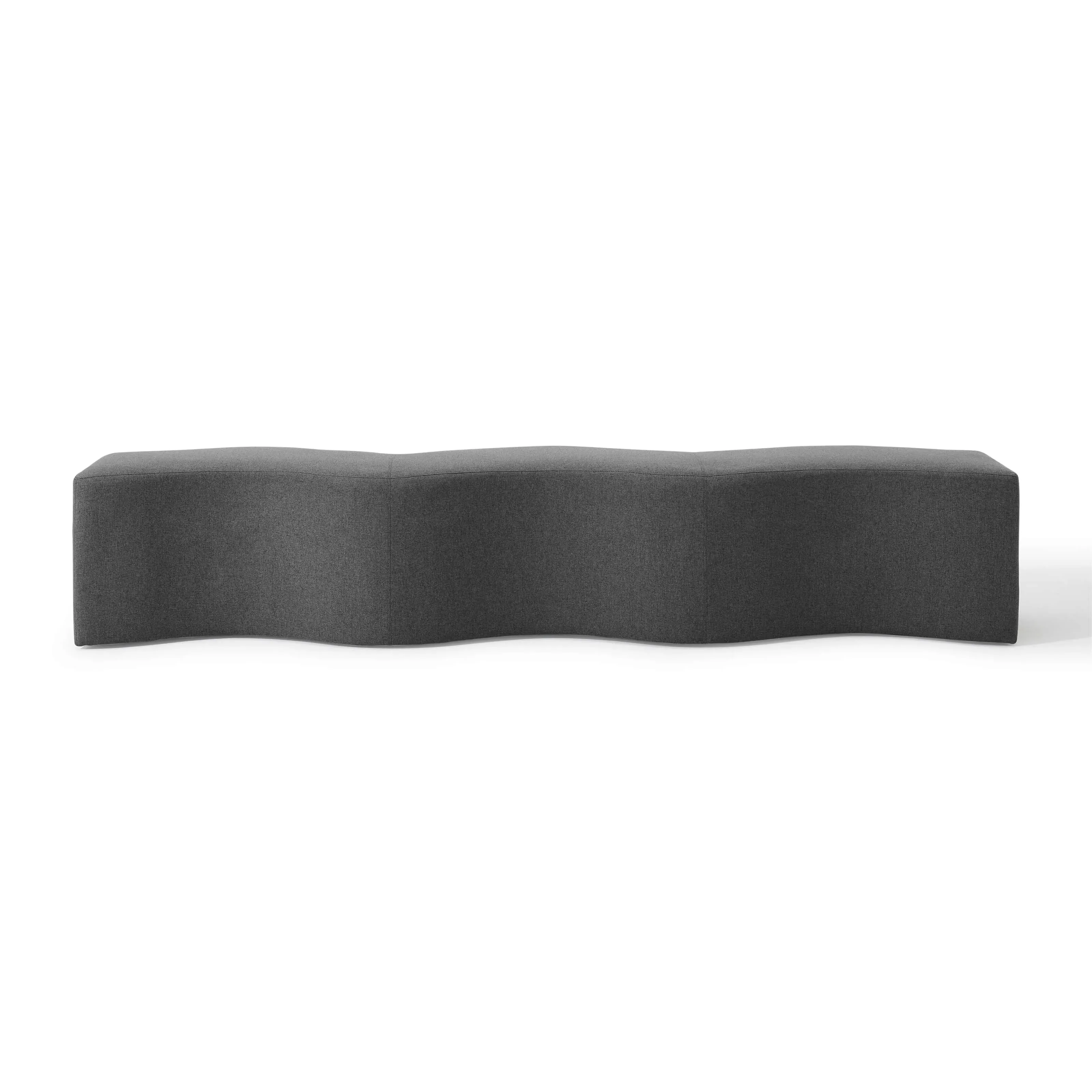 Arya Wavy Ripple Curved Upholstered Bench - Ink, Felt product