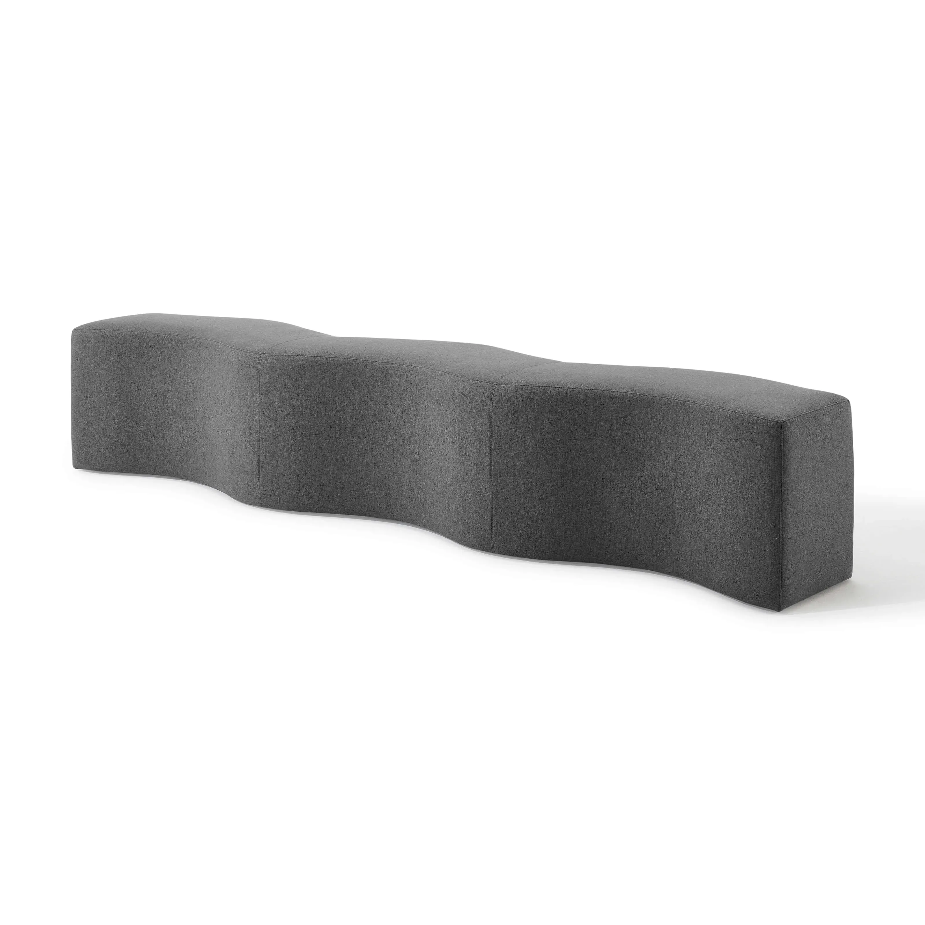 Arya Wavy Ripple Curved Upholstered Bench - Storm, Performance Felt product