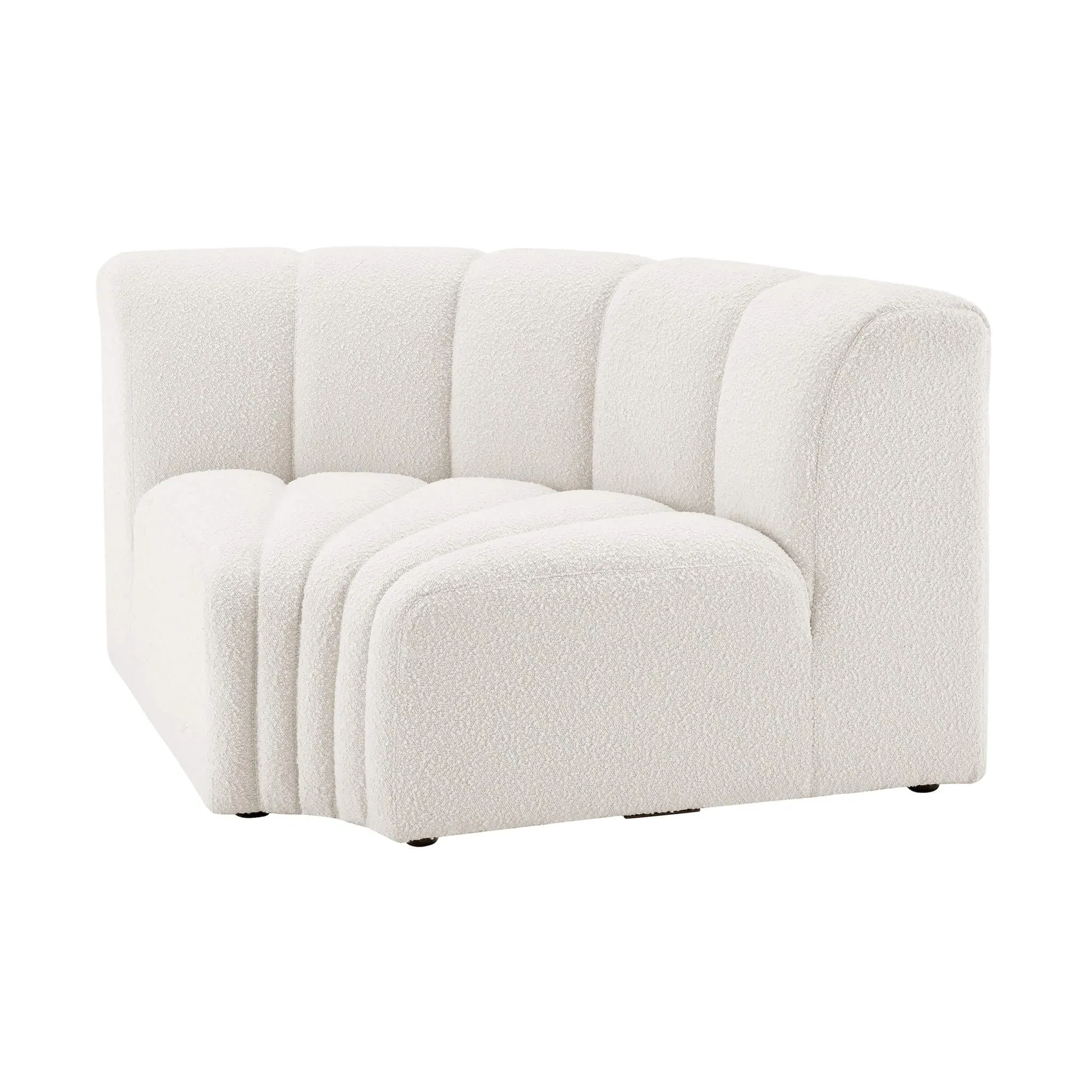 Aurelie Channel Tufted Curved Corner Module Sofa - Snow White, Boucle product