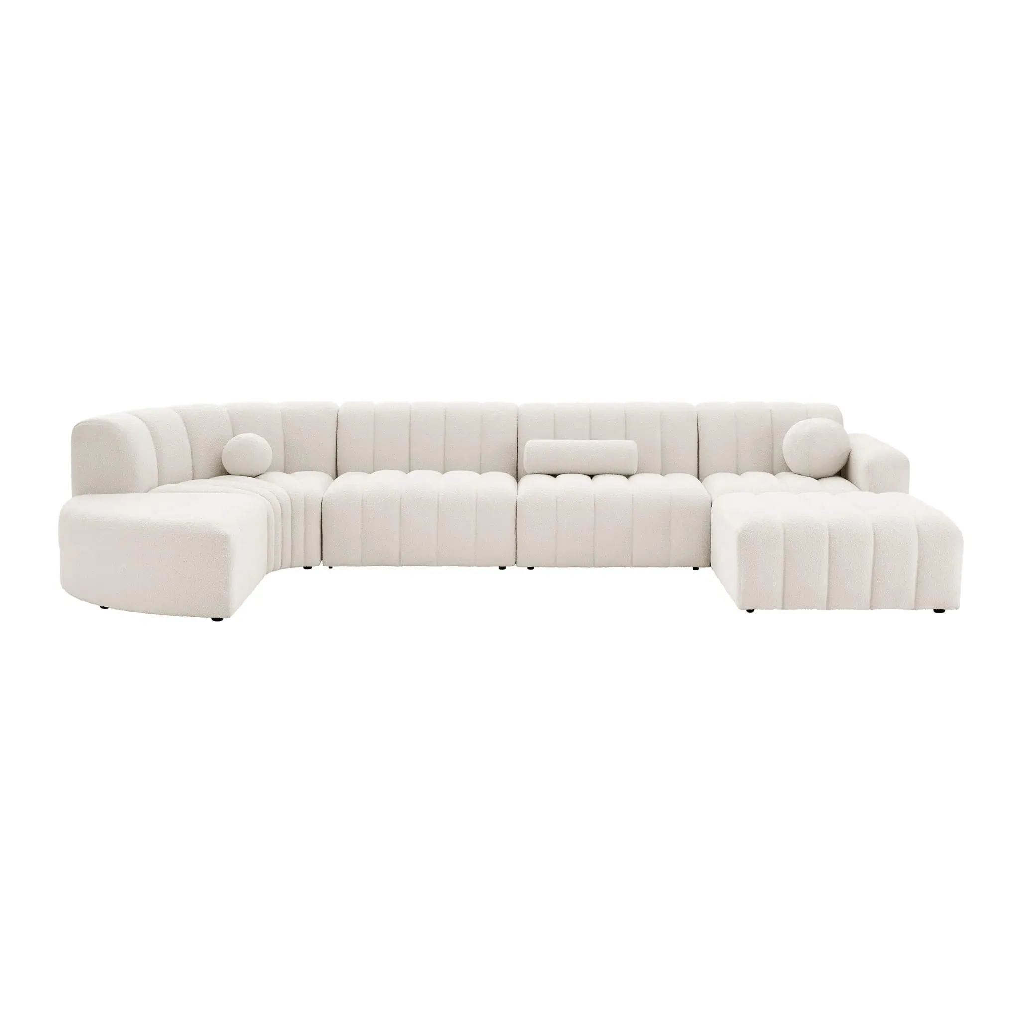 Aurelie Channel Tufted Curved Modular Sectional Sofa - Indigo Blue, Velvet product