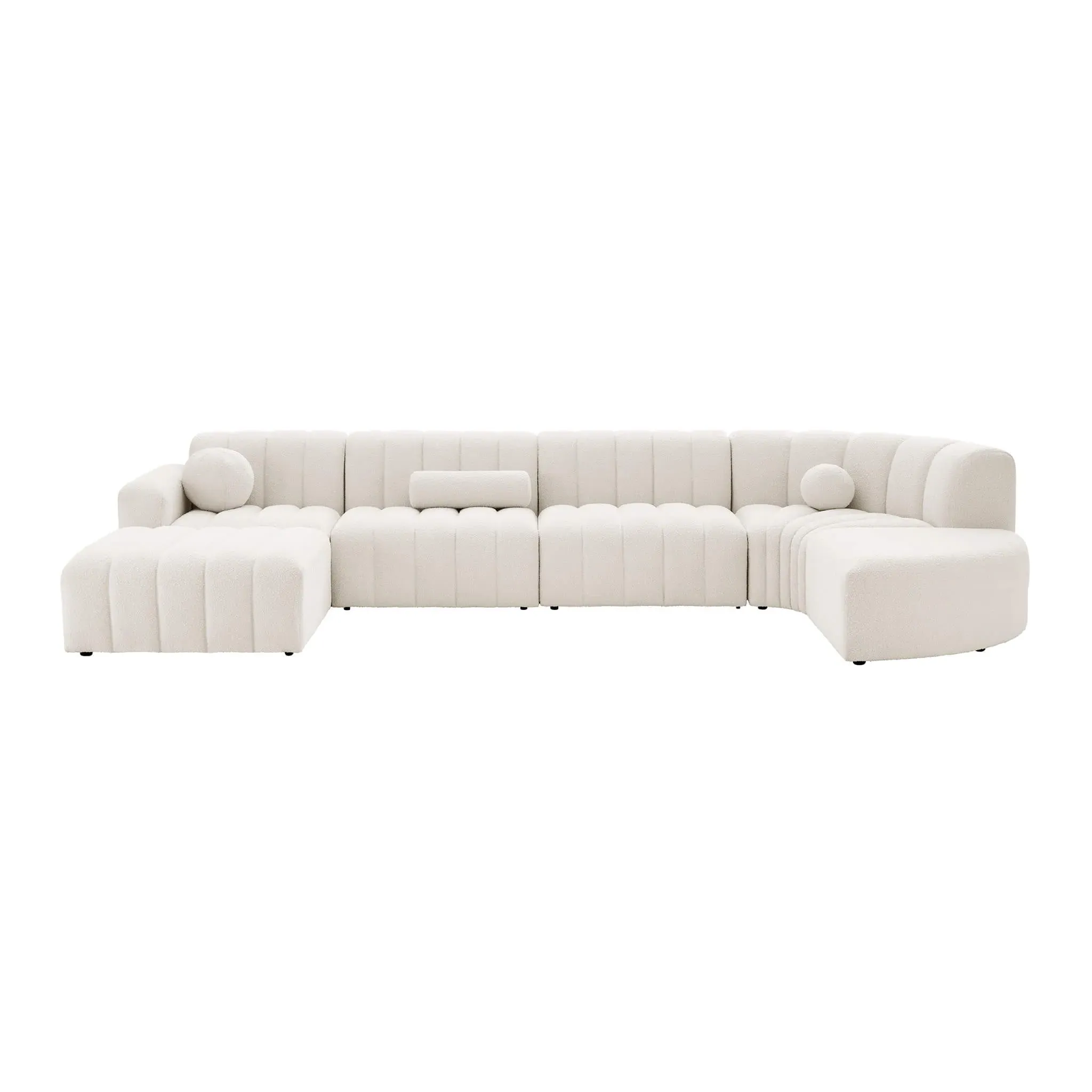 Aurelie Channel Tufted Curved Modular Sectional Sofa - Jeweled Plum, Velvet product