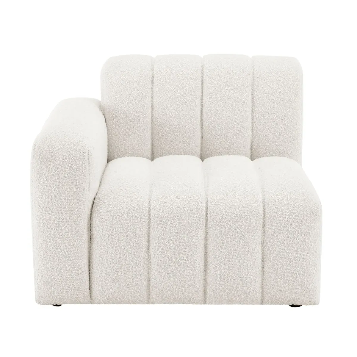 Aurelie Channel Tufted Curved Modular Sofa Armrest Module - Ecru Champagne, Velvet product