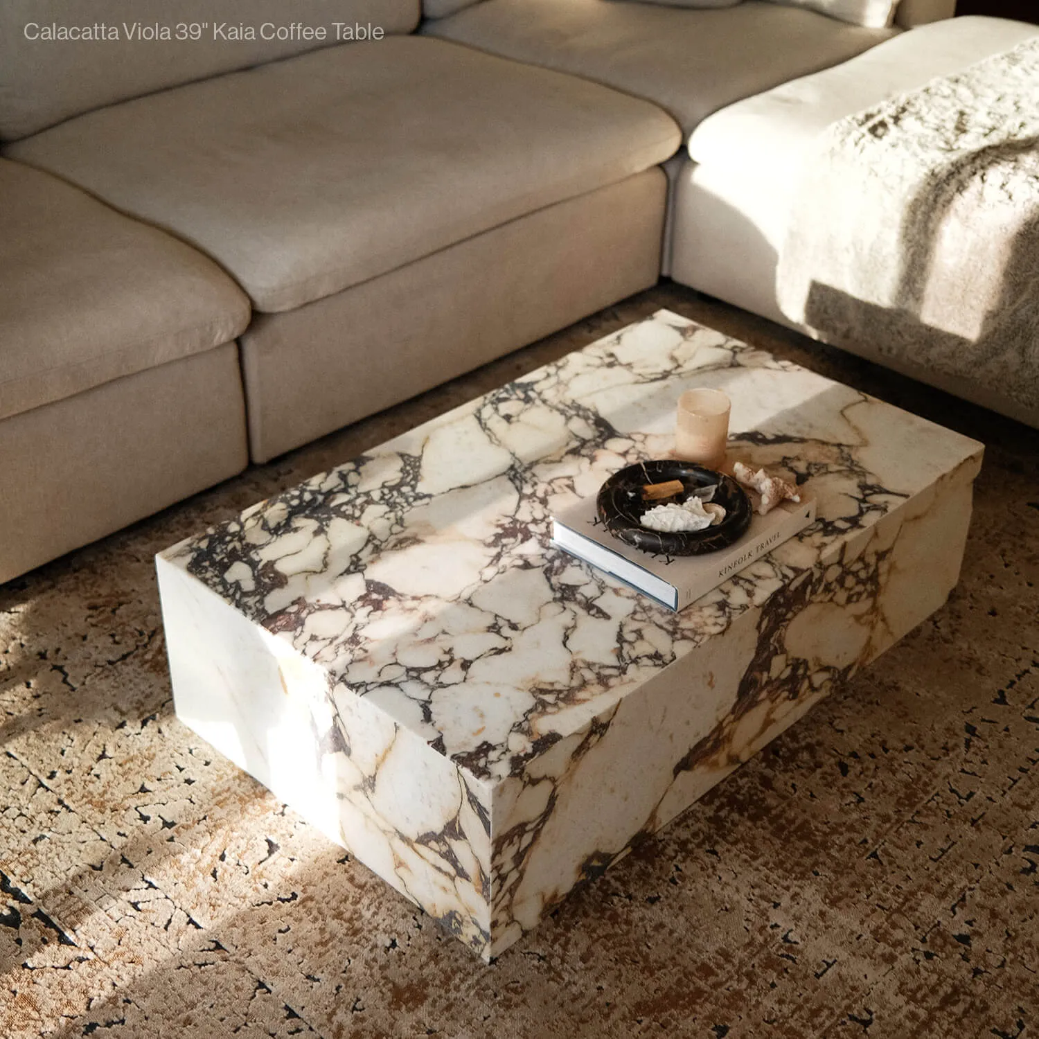 Kaia Plinth Block 39" Coffee Table - Calacatta Viola Marble product