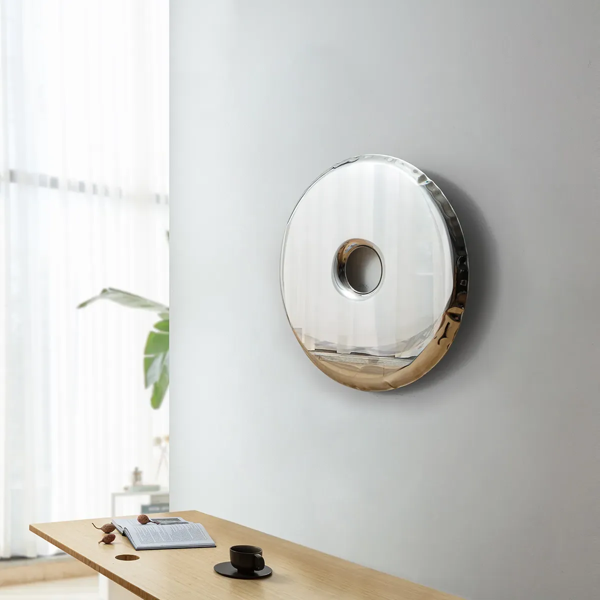 Rondo Abstract Donut Wall Mirror - Polished Chrome, Stainless Steel product