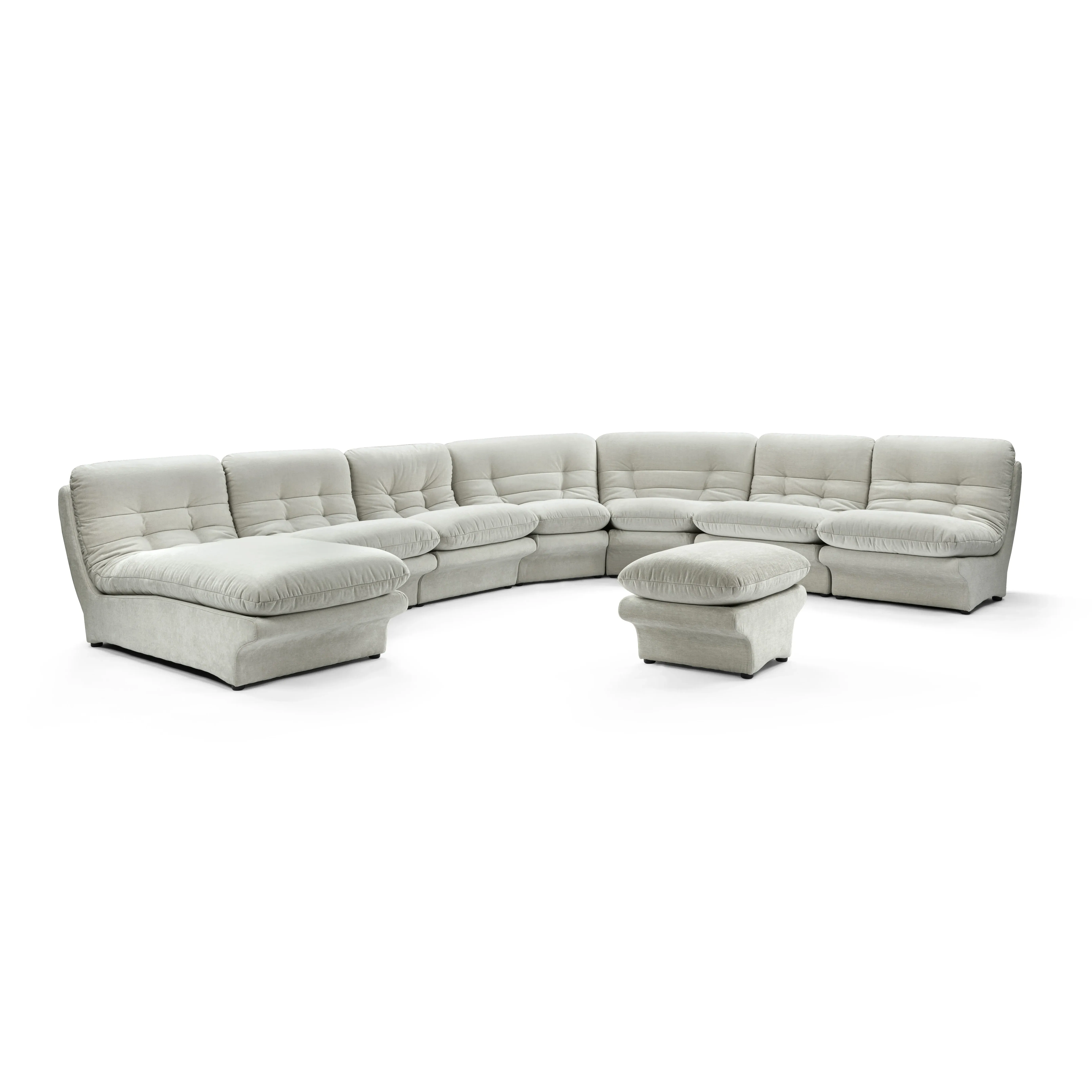 Carsons Curved Modular Sectional Sofa - Beige Grey, Chenille product