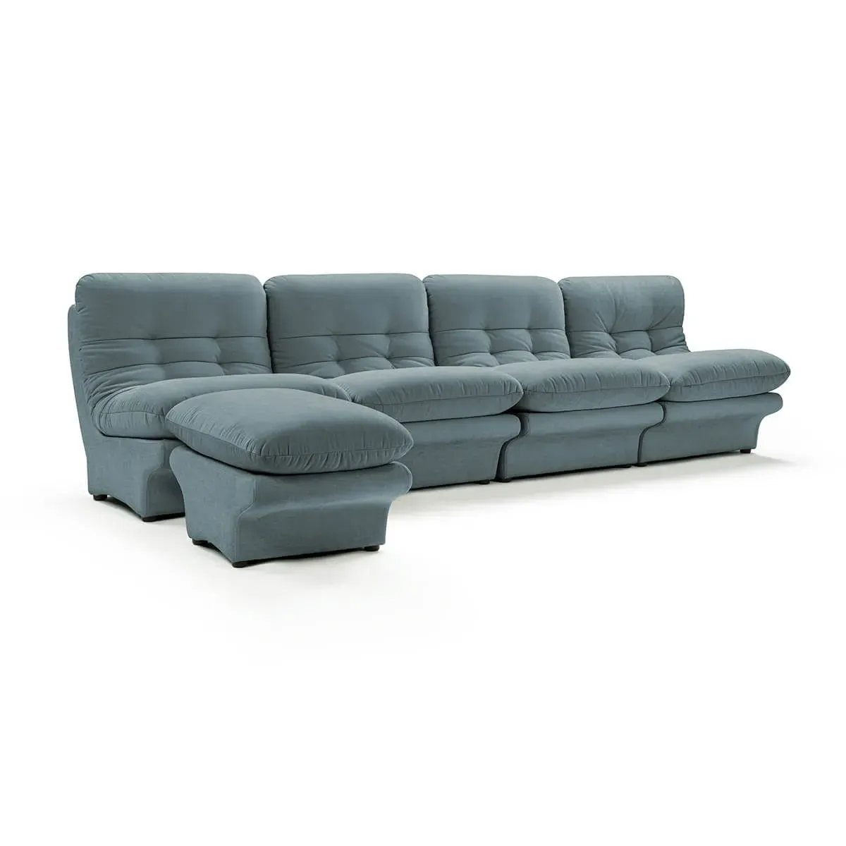 Carsons Curved Modular Sectional Sofa - Cerulean Blue, Chenille product