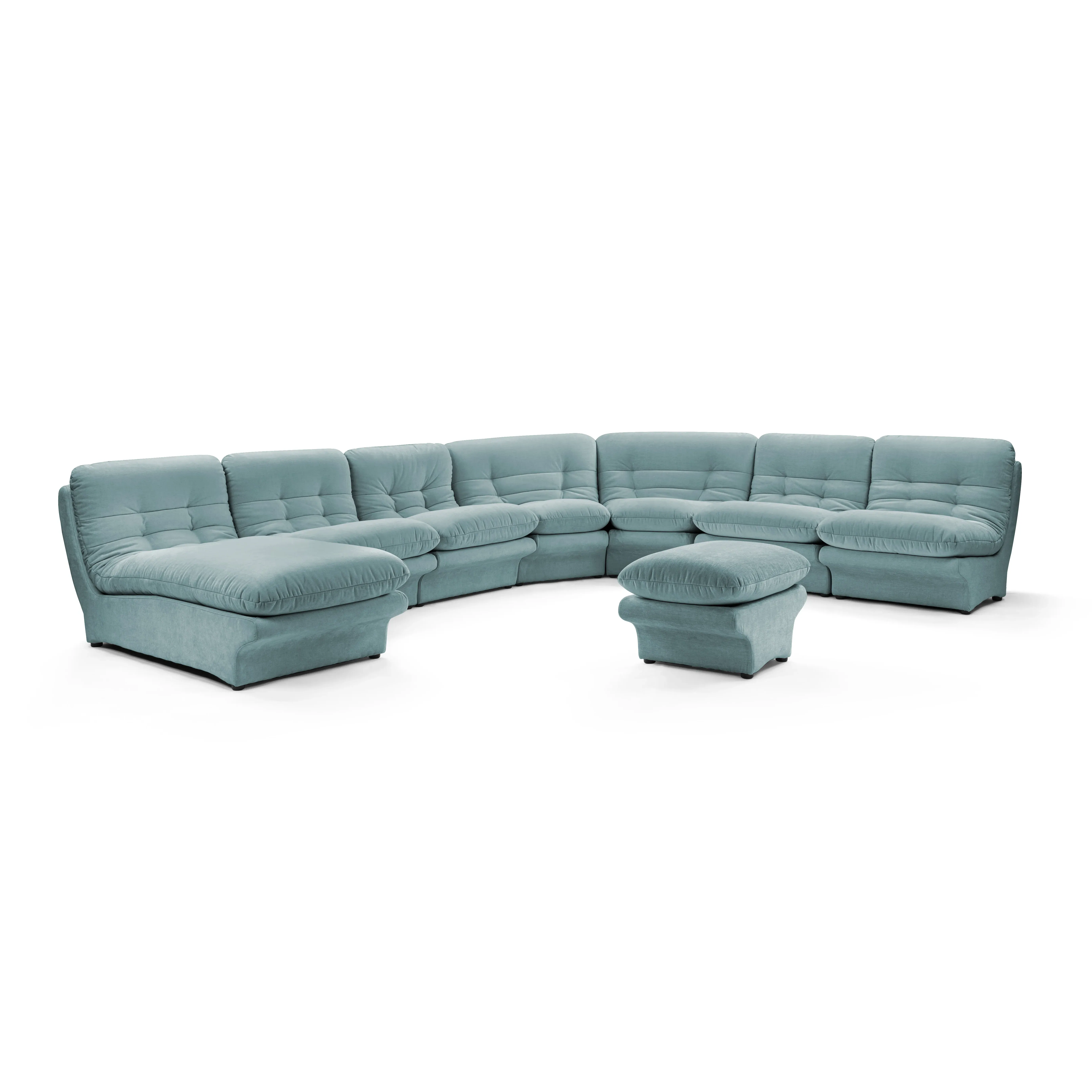 Carsons Curved Modular Sectional Sofa - Cerulean Blue, Chenille product