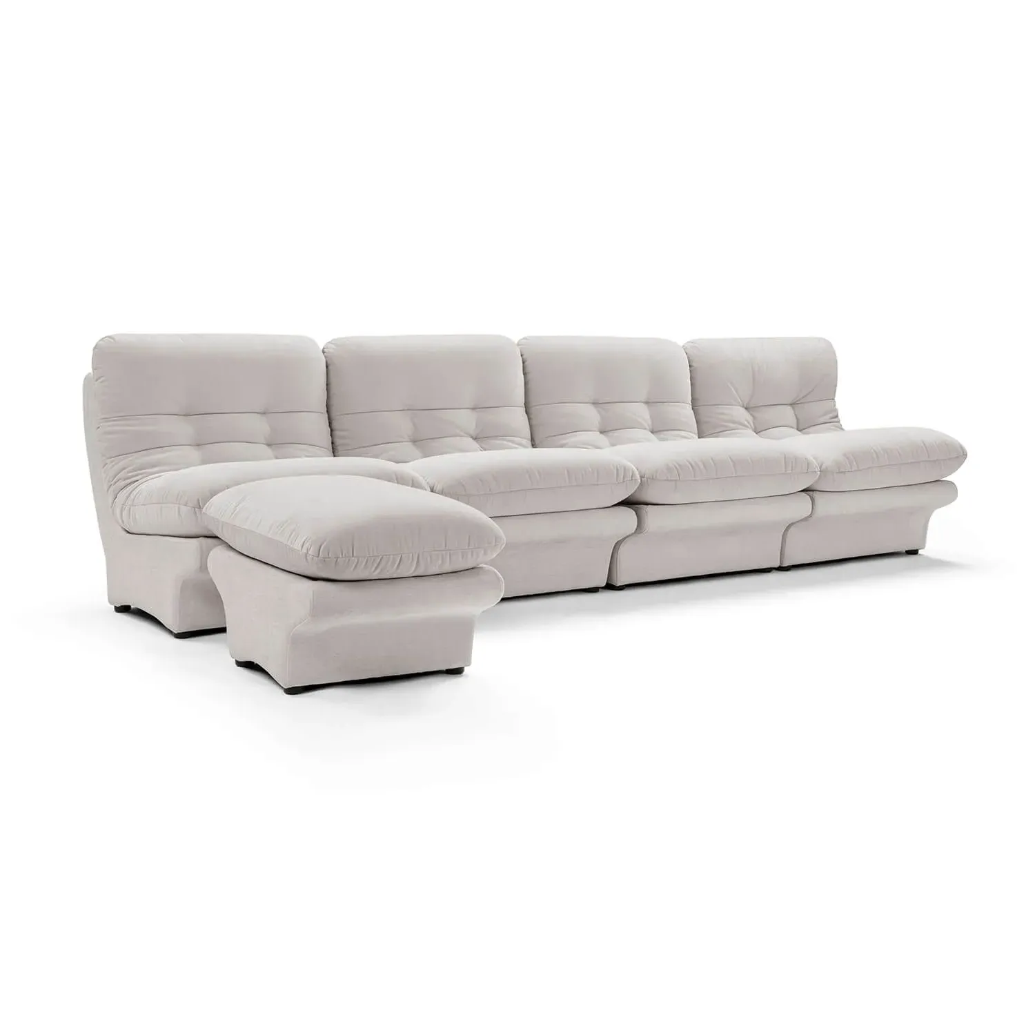 Carsons Curved Modular Sectional Sofa - Light Grey, Performance Felt product
