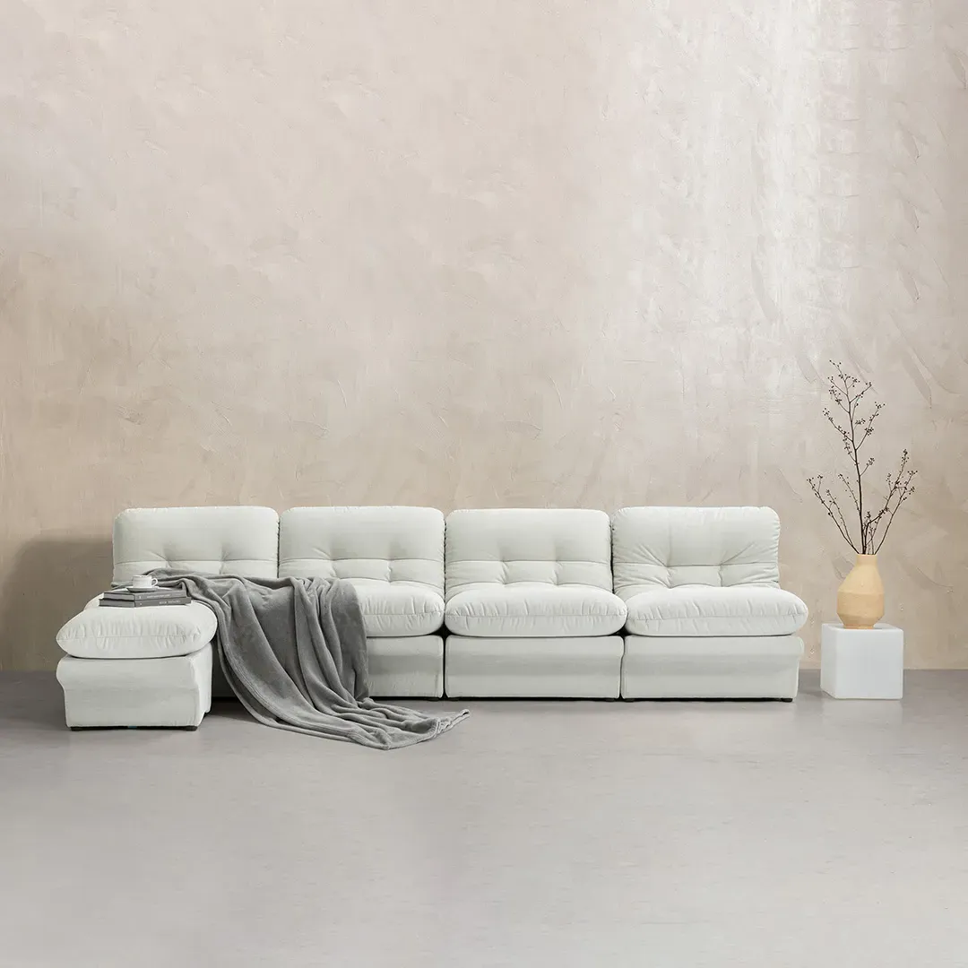 Carsons Curved Modular Sectional Sofa - Natural, Performance Felt product
