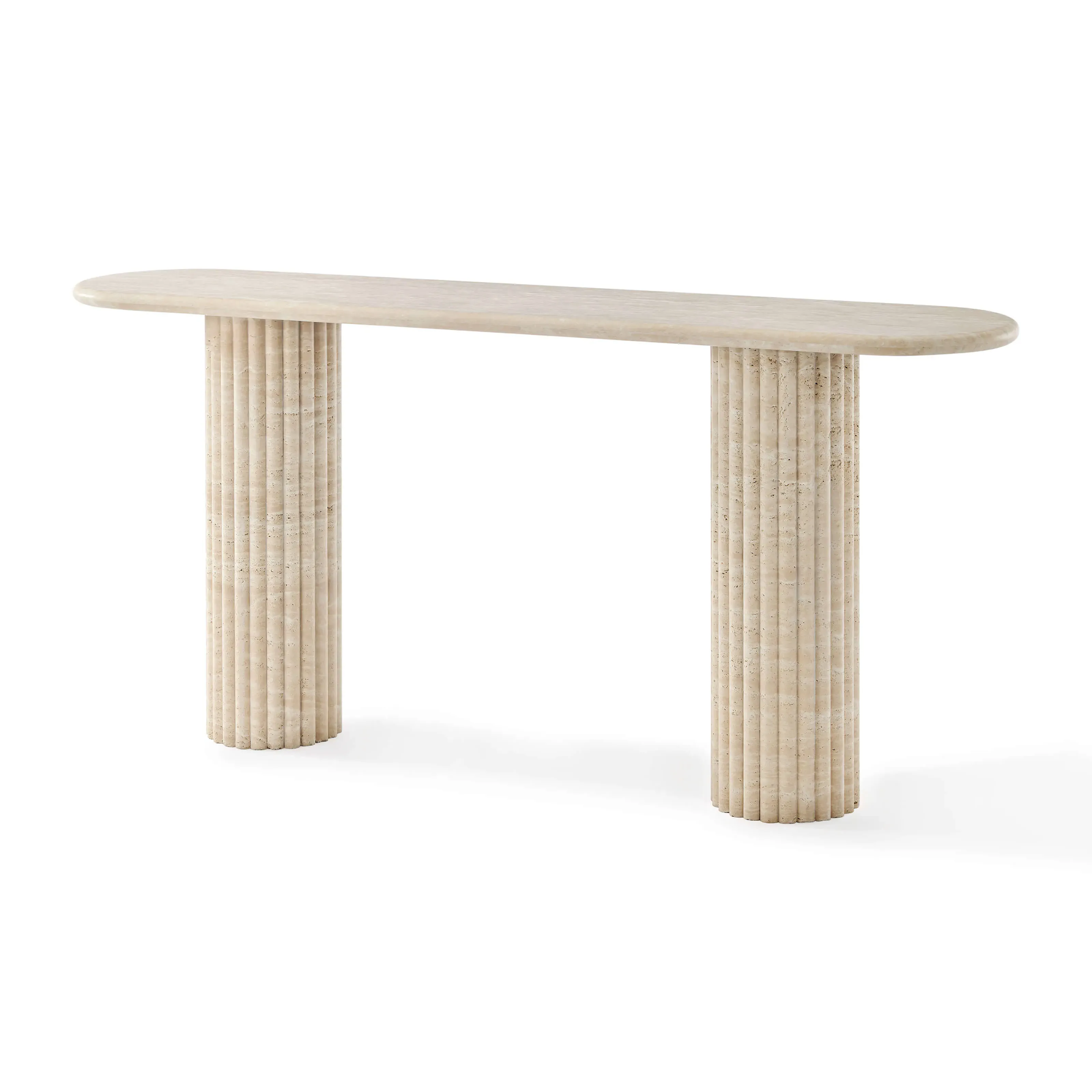 Cava Fluted Console Table - Beige, Travertine product