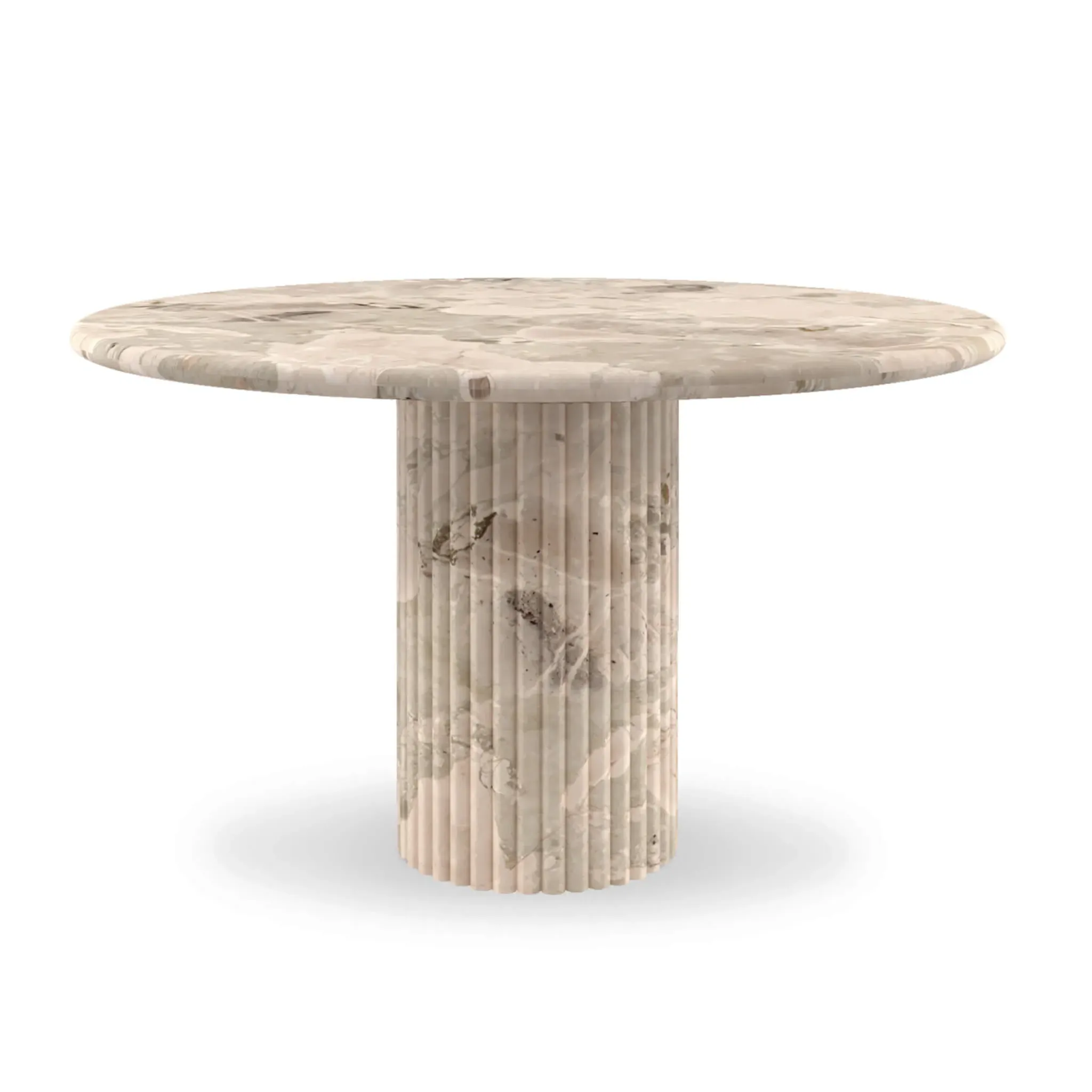 Cava Fluted Round Dining Table - Breccia Rosa Marble product