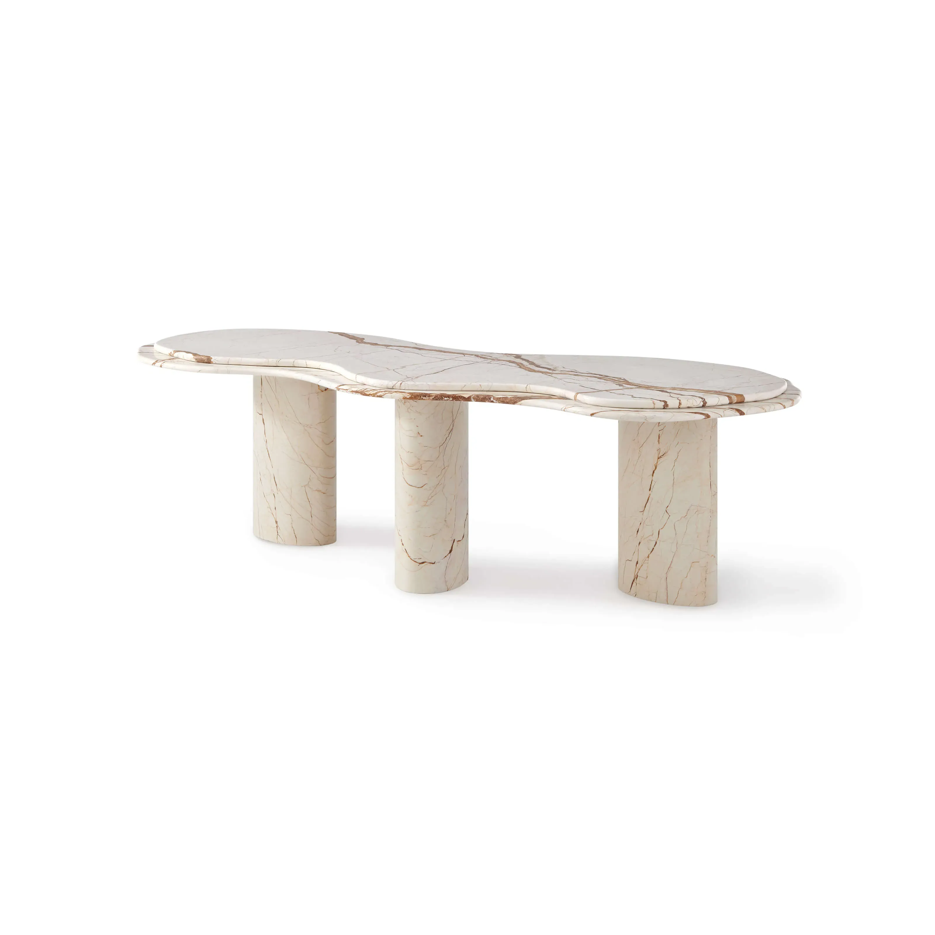 Charli Wavy Freeform Coffee Table with Oval Legs - Beige, Marble product