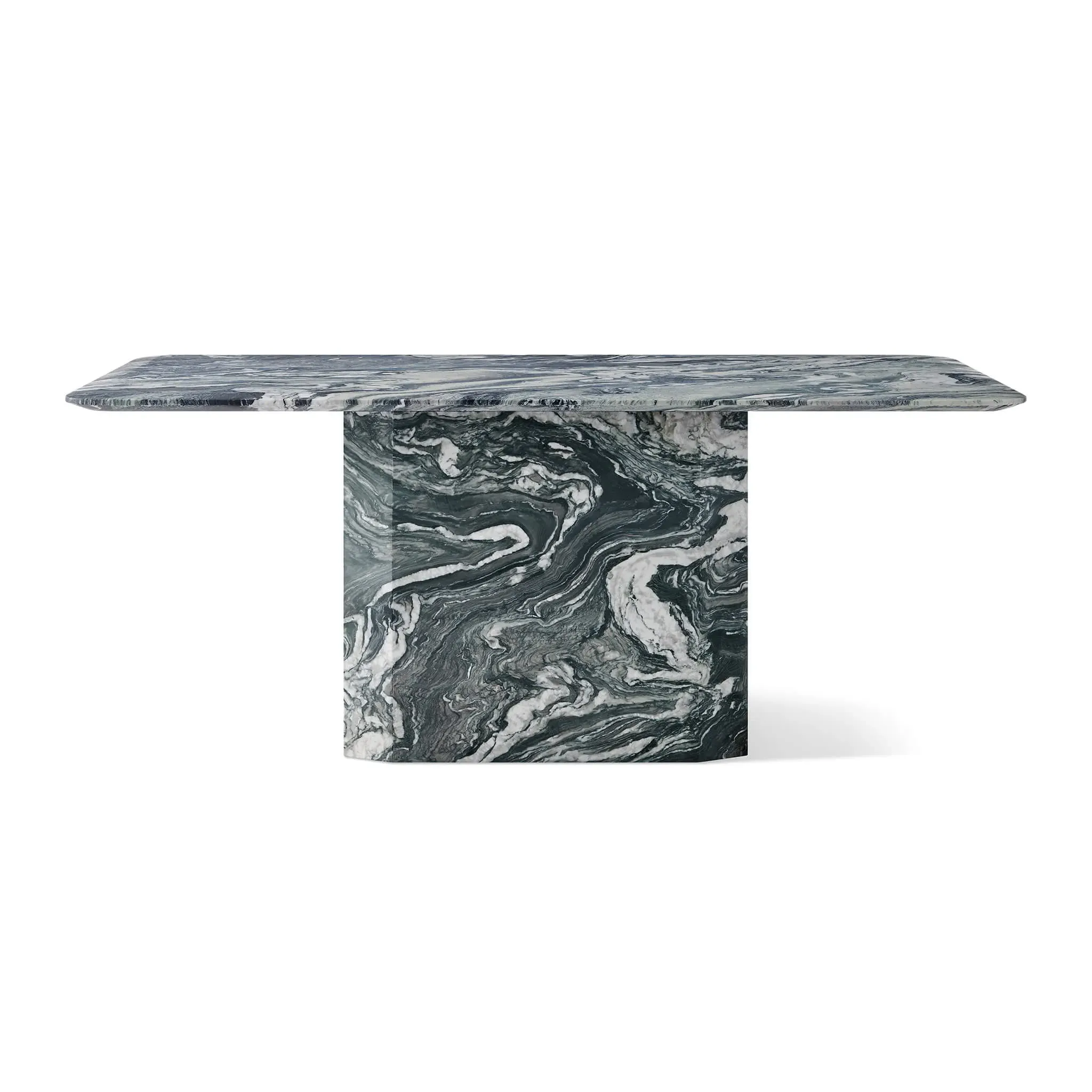 Cosmos 6ft Rectangular Dining Table with Block Pedestal Base - Rosso Luana, Marble product