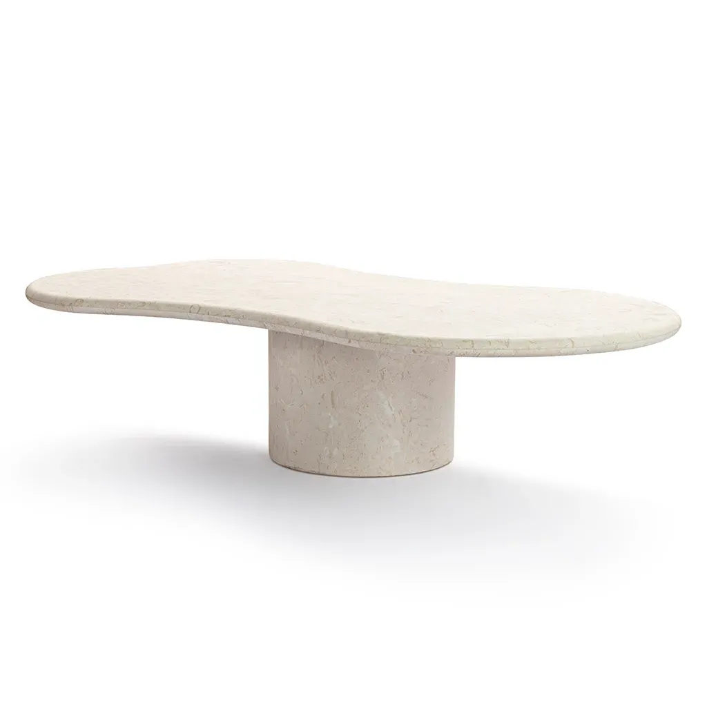Elyse Freeform Coffee Table with Cylinder Pedestal Base - Moon Light product