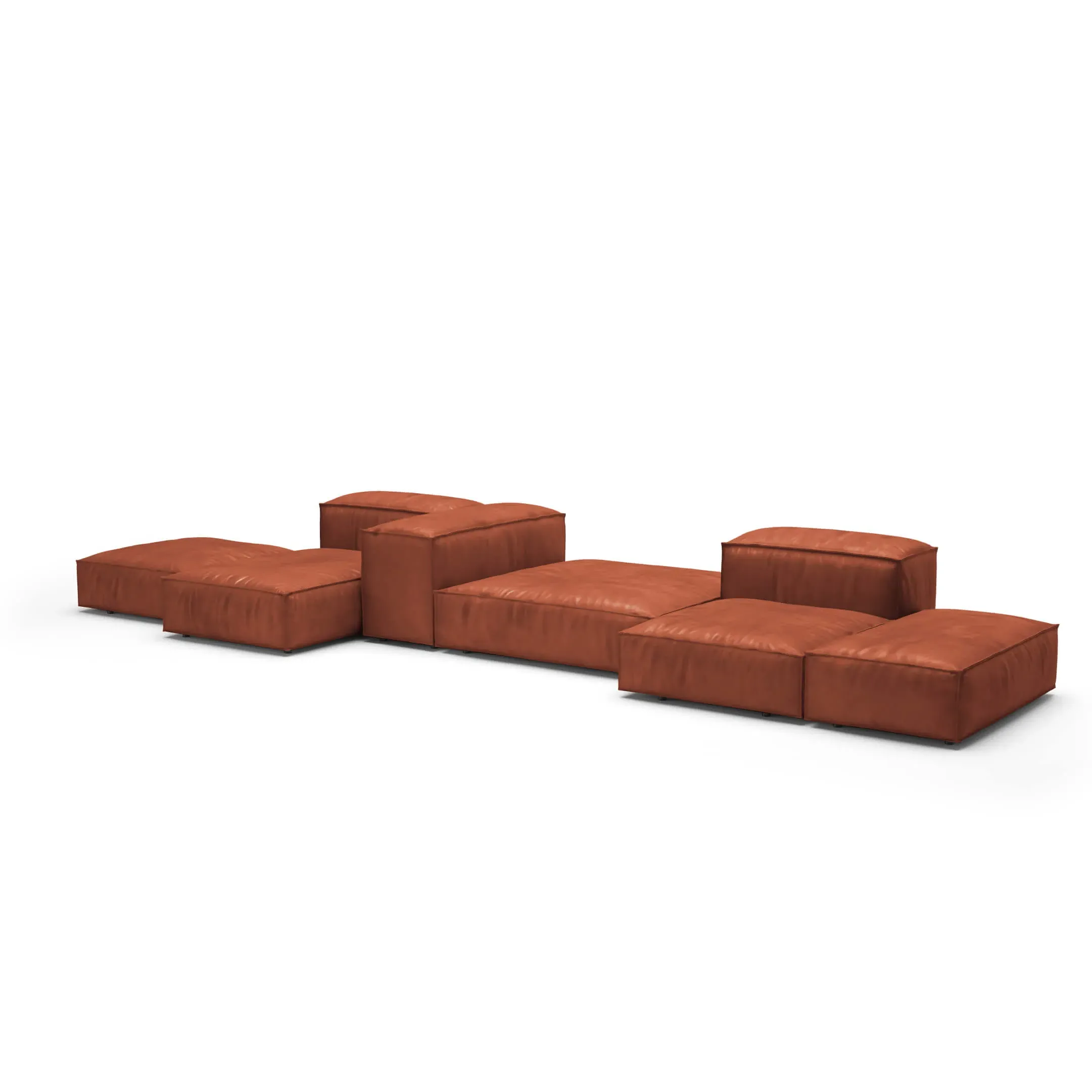 Extrasoft Low Profile Modular Block Sofa Combination 002 - Chestnut, Vintage Leather product