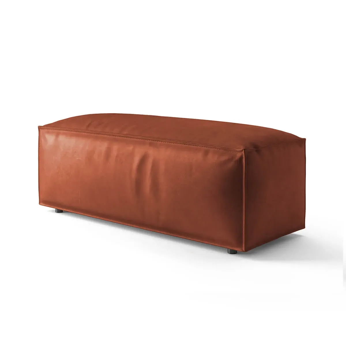 Extrasoft Low Profile Modular Block Sofa with Armrest - Chestnut, Vintage Leather product