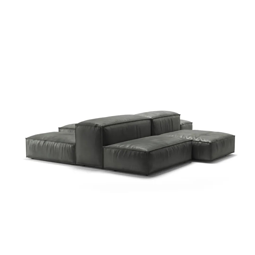 Extrasoft Modular Block Sofa Combination 001 - Granite, Vintage Leather product