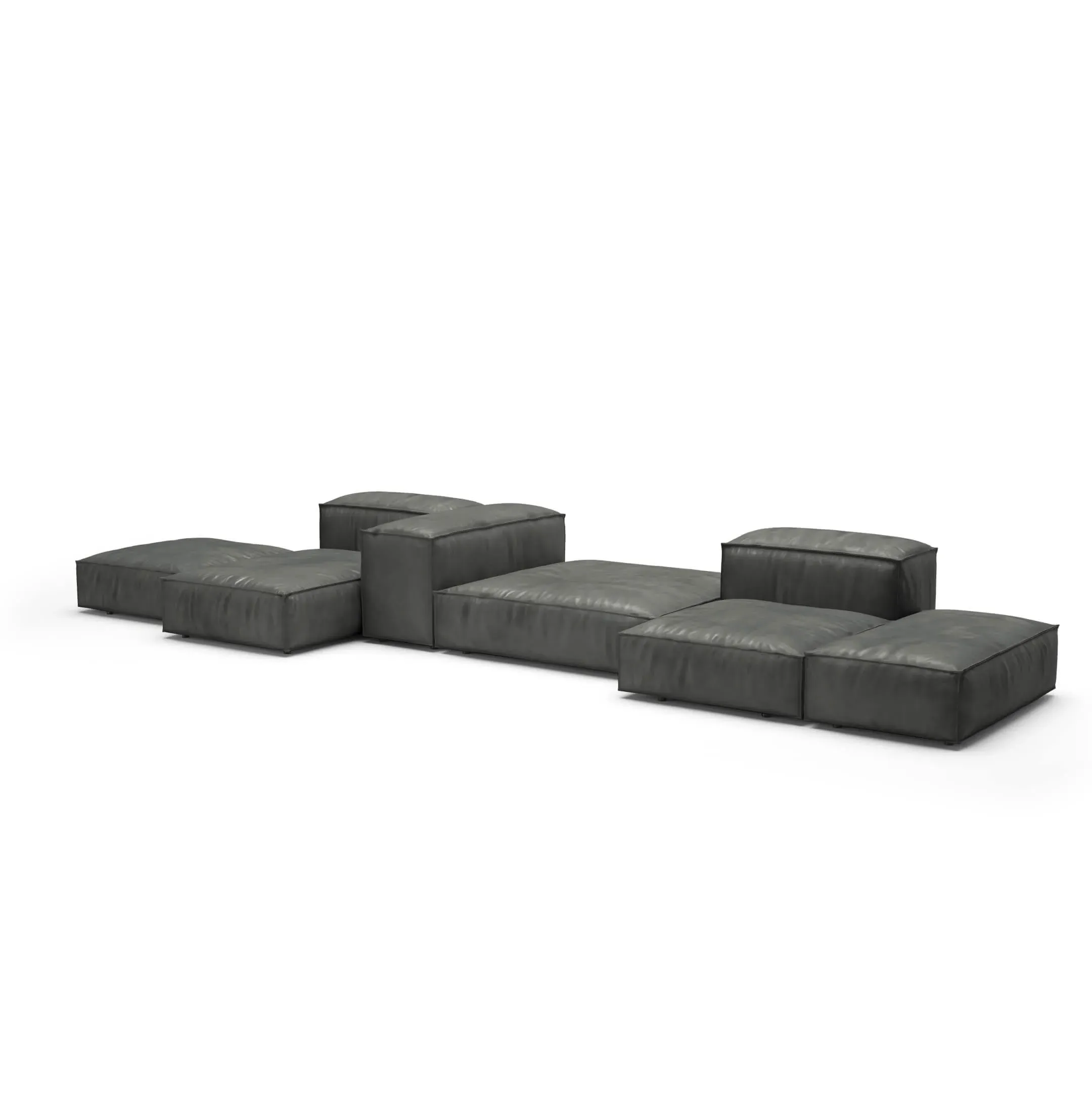 Extrasoft Modular Block Sofa Combination 002 - Granite, Vintage Leather product