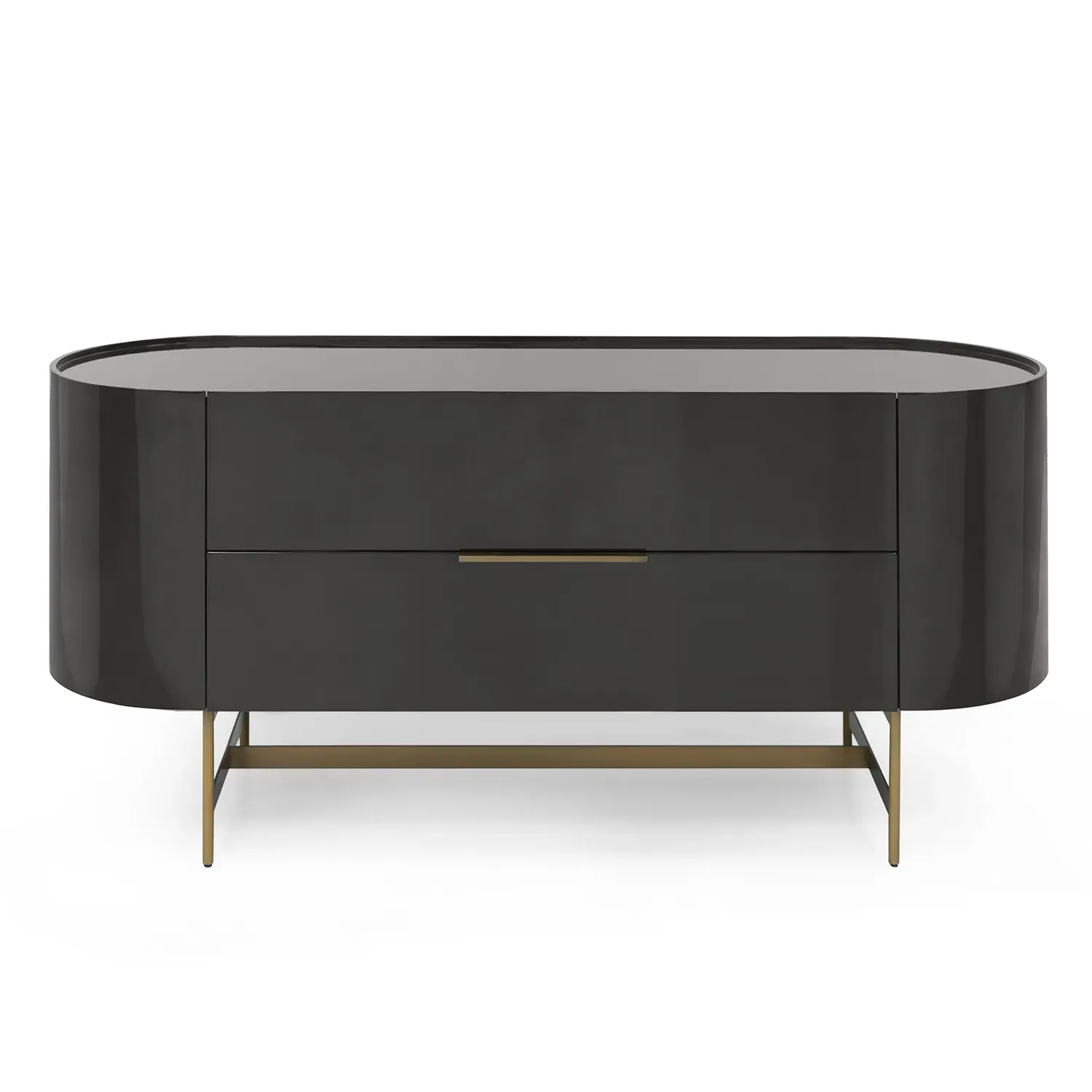 Juniper Italian Round Edge High Gloss 2-Drawer Sideboard - Raven Grey product