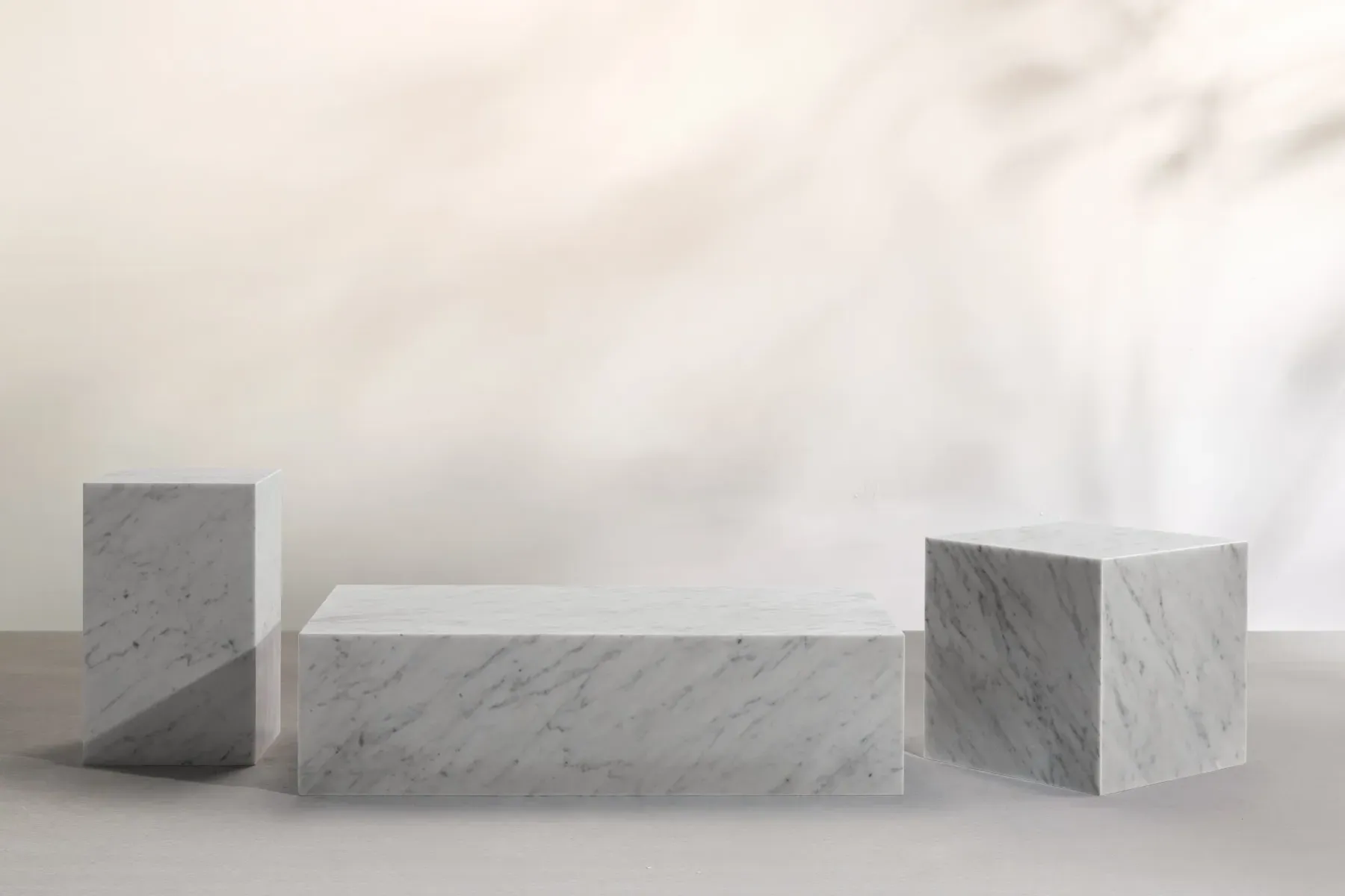 Kaia Plinth Block Tall End Table - Carrara White, Marble product