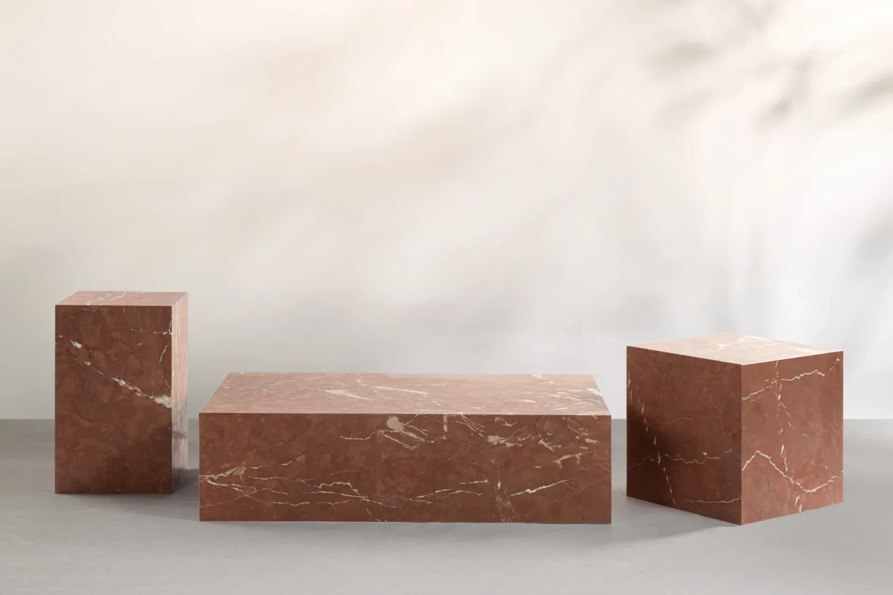 Kaia Plinth Cube Small Side Table - Coral Red, Marble product