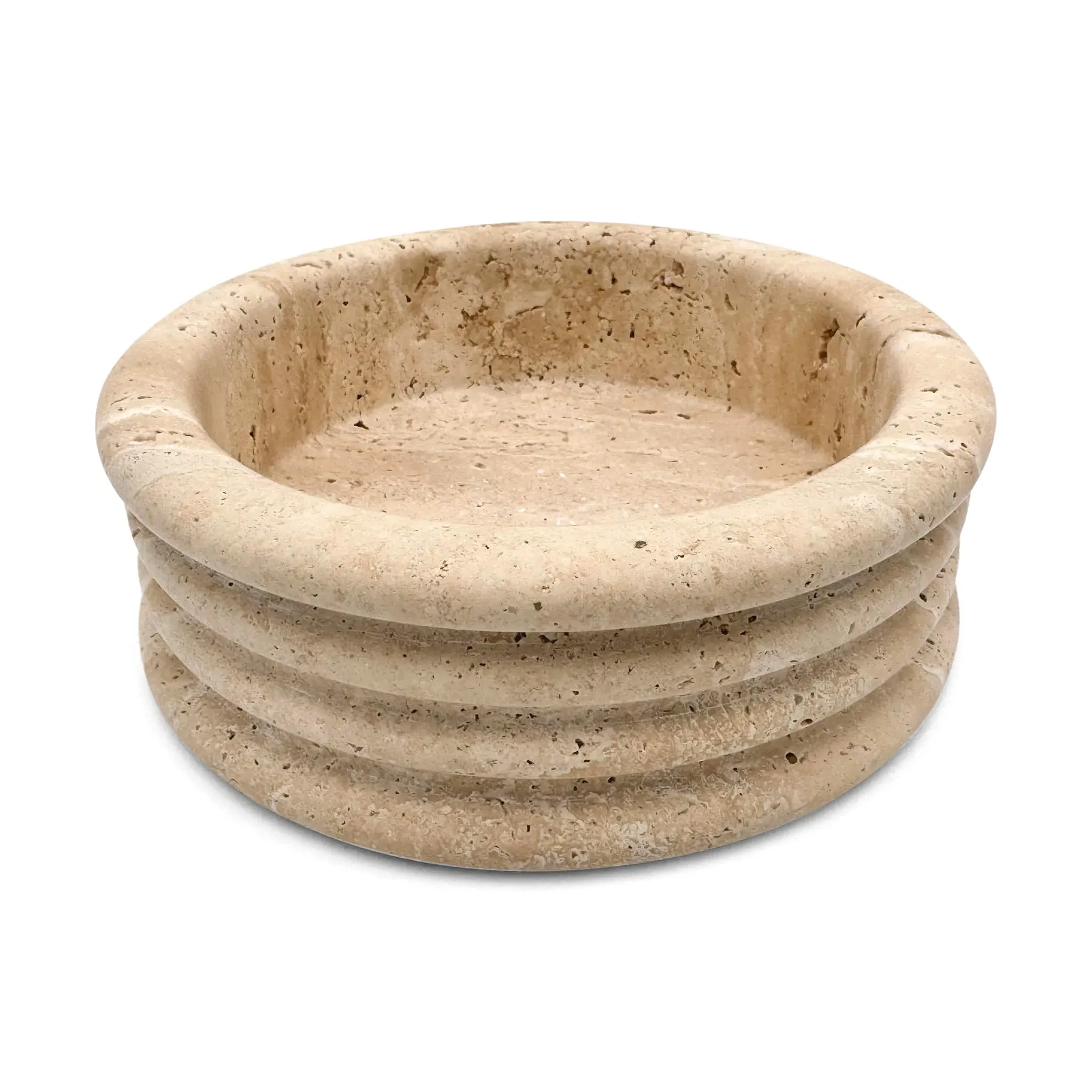 Lea Small Round Stackable Decorative Bowl - Beige, Travertine product