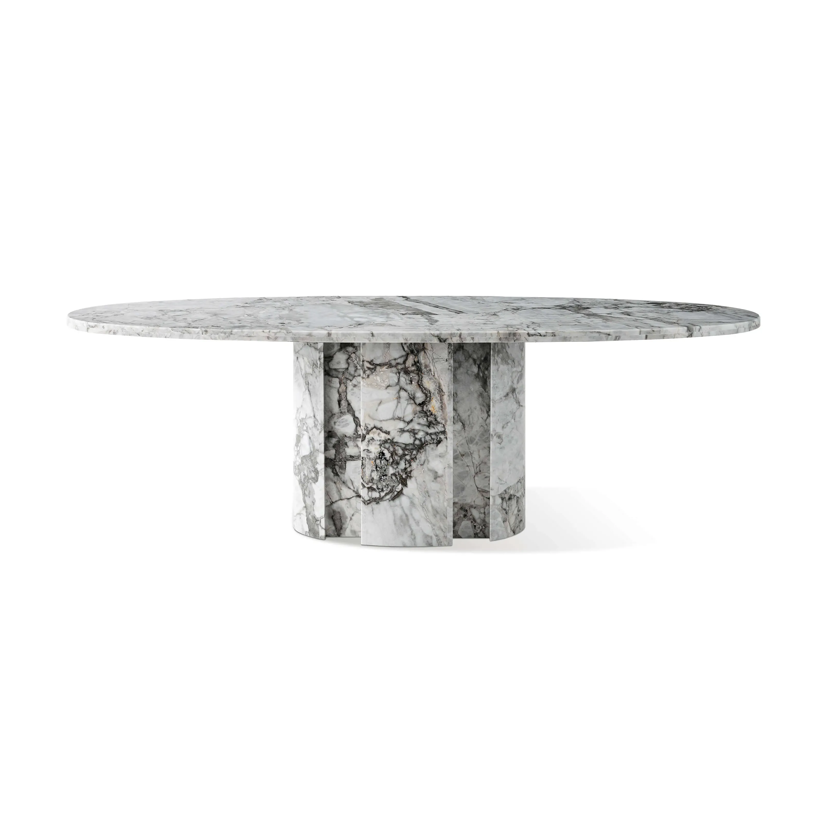Milan Oval Dining Table Oval Pedestal Base 6ft - Imperial Grey, Marble product