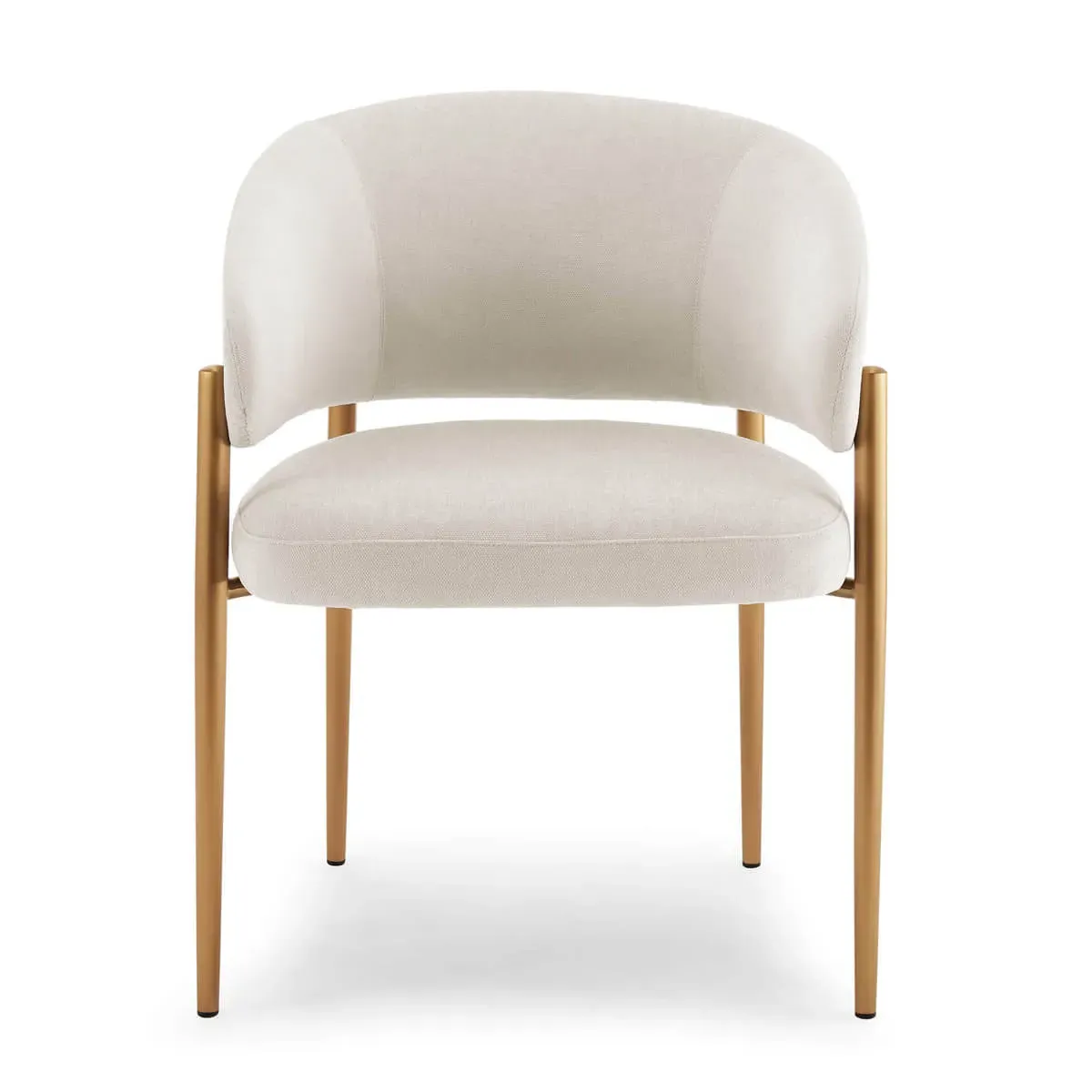 Nico Curved Upholstered Armchair with Metal Legs - Beige Grey, Chenille product