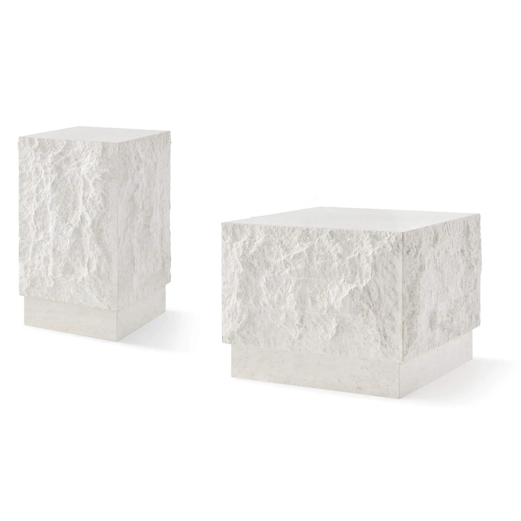 Onda Plinth Cube & Tall End Table Set - Moon Light, Stone product