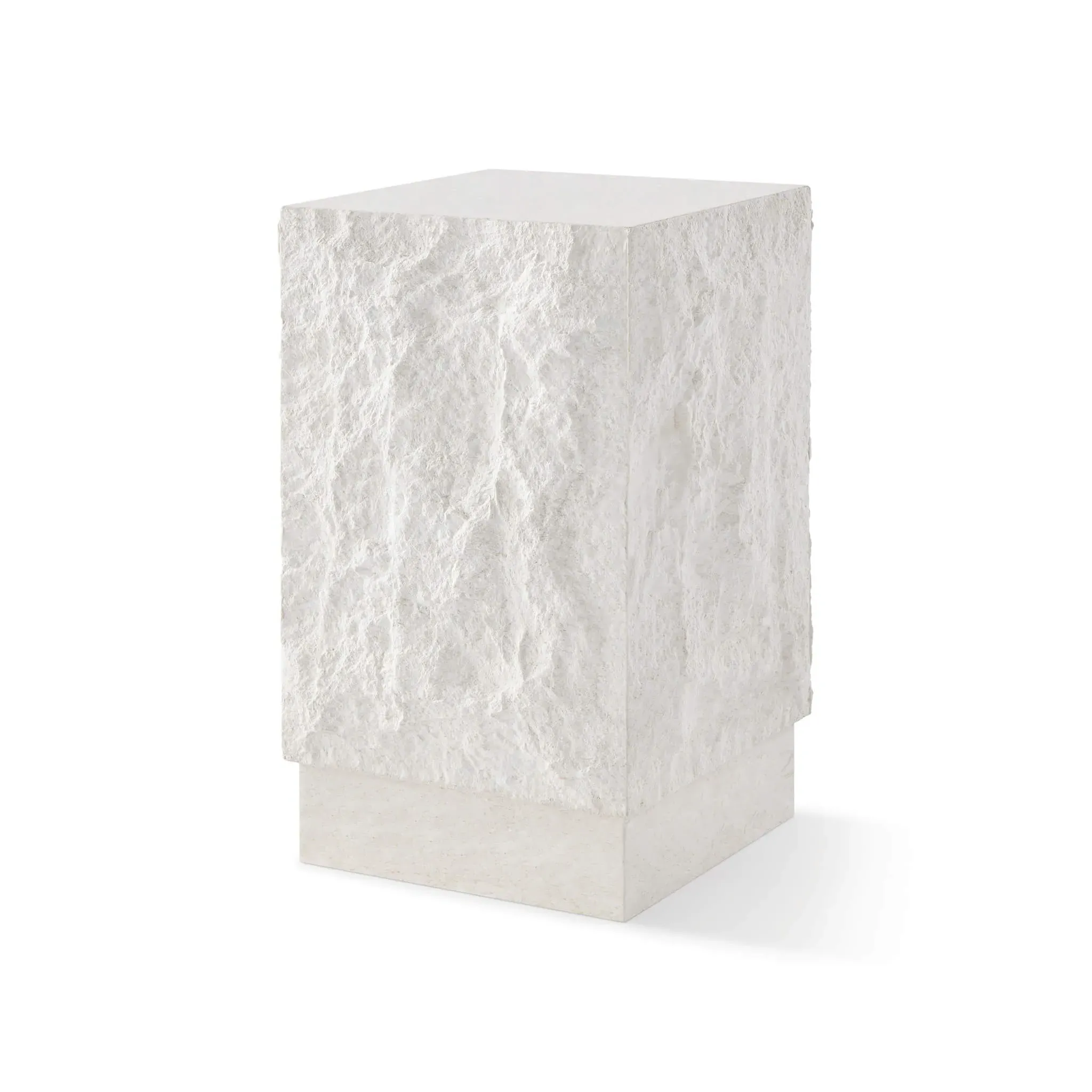 Onda Textured Stone Plinth Block Tall End Table - Moon Light product